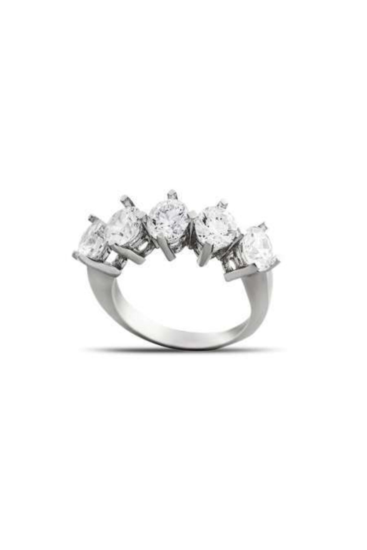 Tesbihane Kadın Starlight Diamond Pırlanta Montür Klasik Tasarım 925 Ayar Gümüş  Beştaş Yüzük