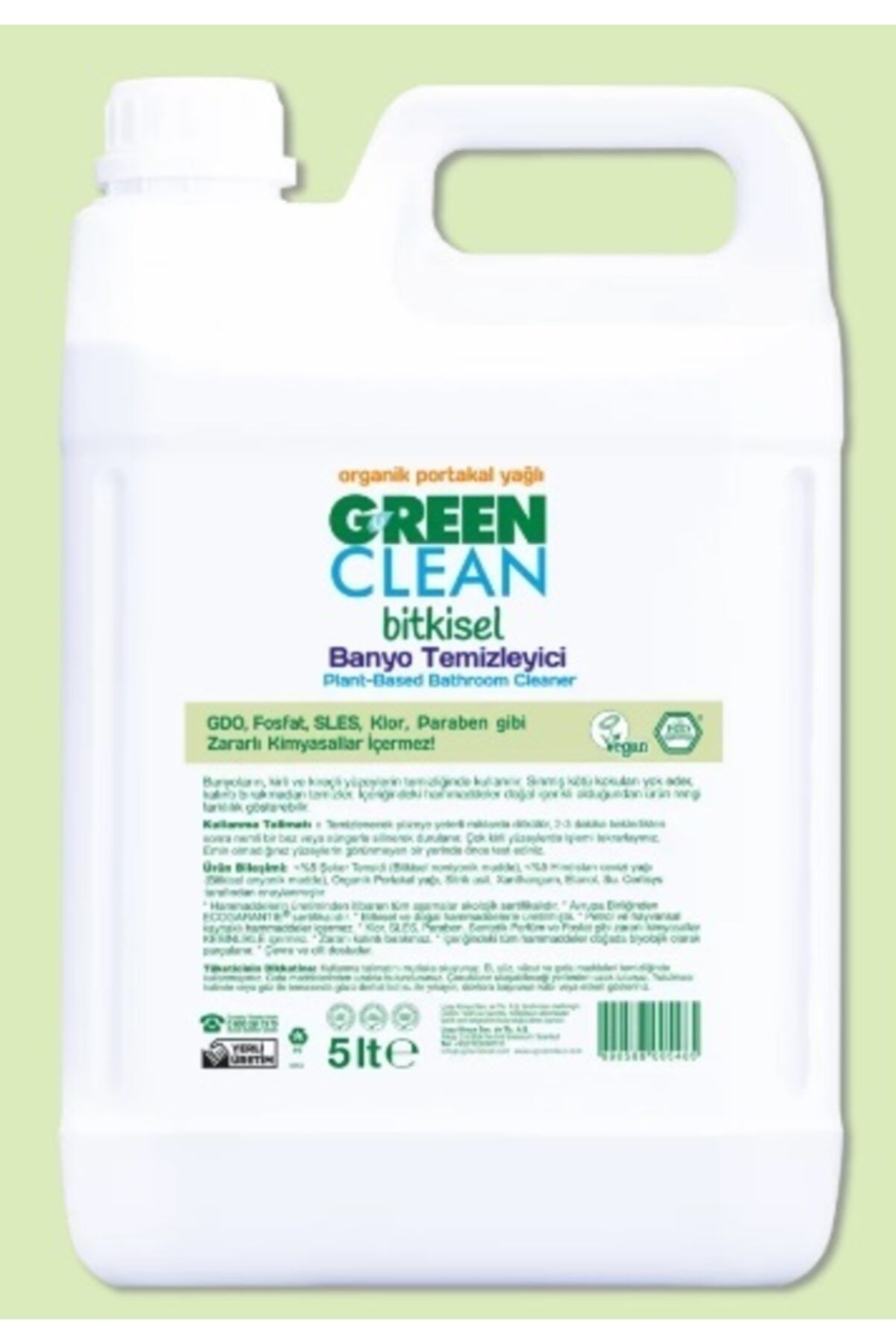 Green Clean Organik Portakal Yağlı Bitkisel Banyo Temizleyici (5000 Ml) Depo-e