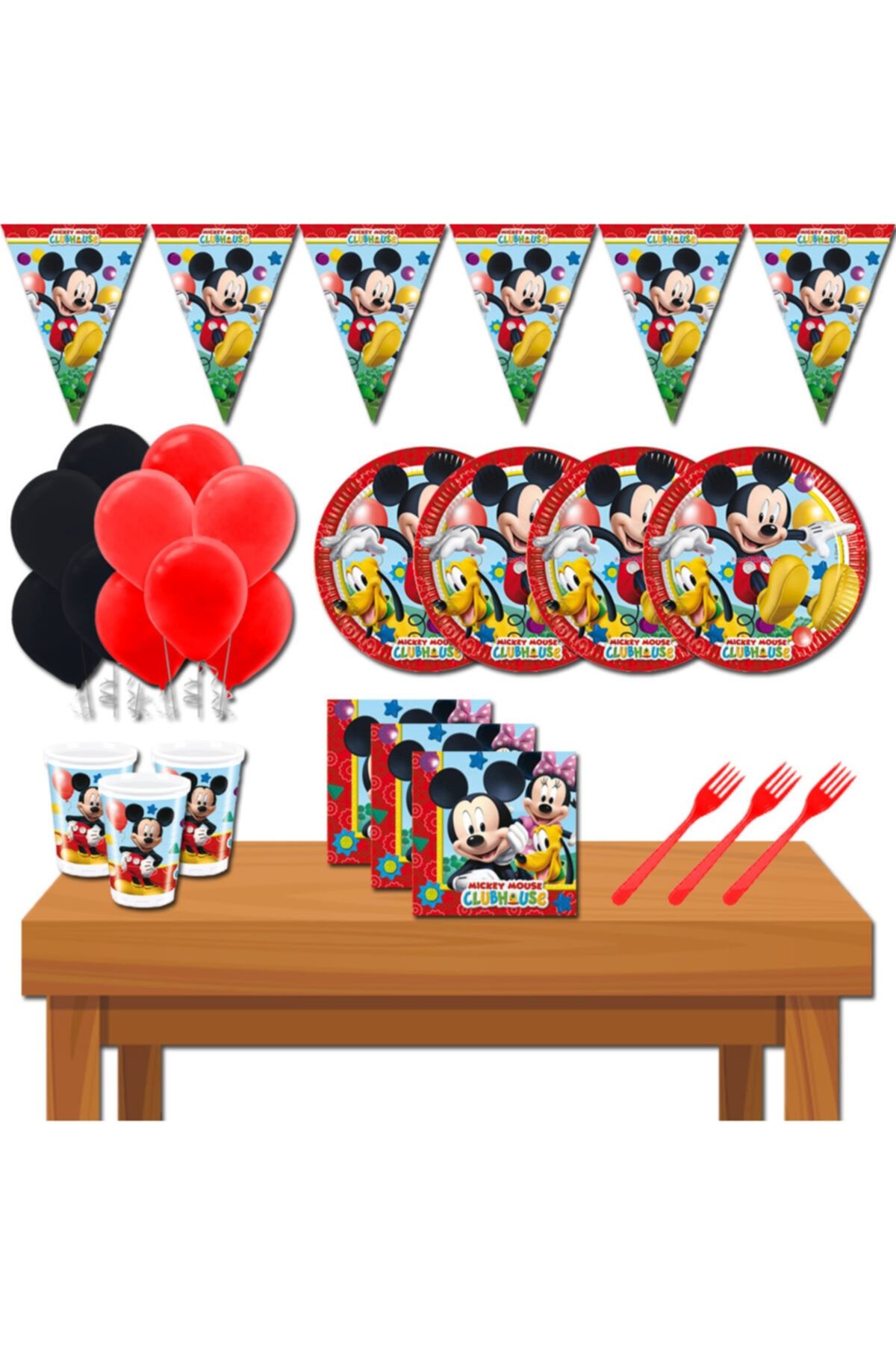 Mickey Mouse Eko 8 Kişilik Doğum Günü Parti Malzemeleri Seti