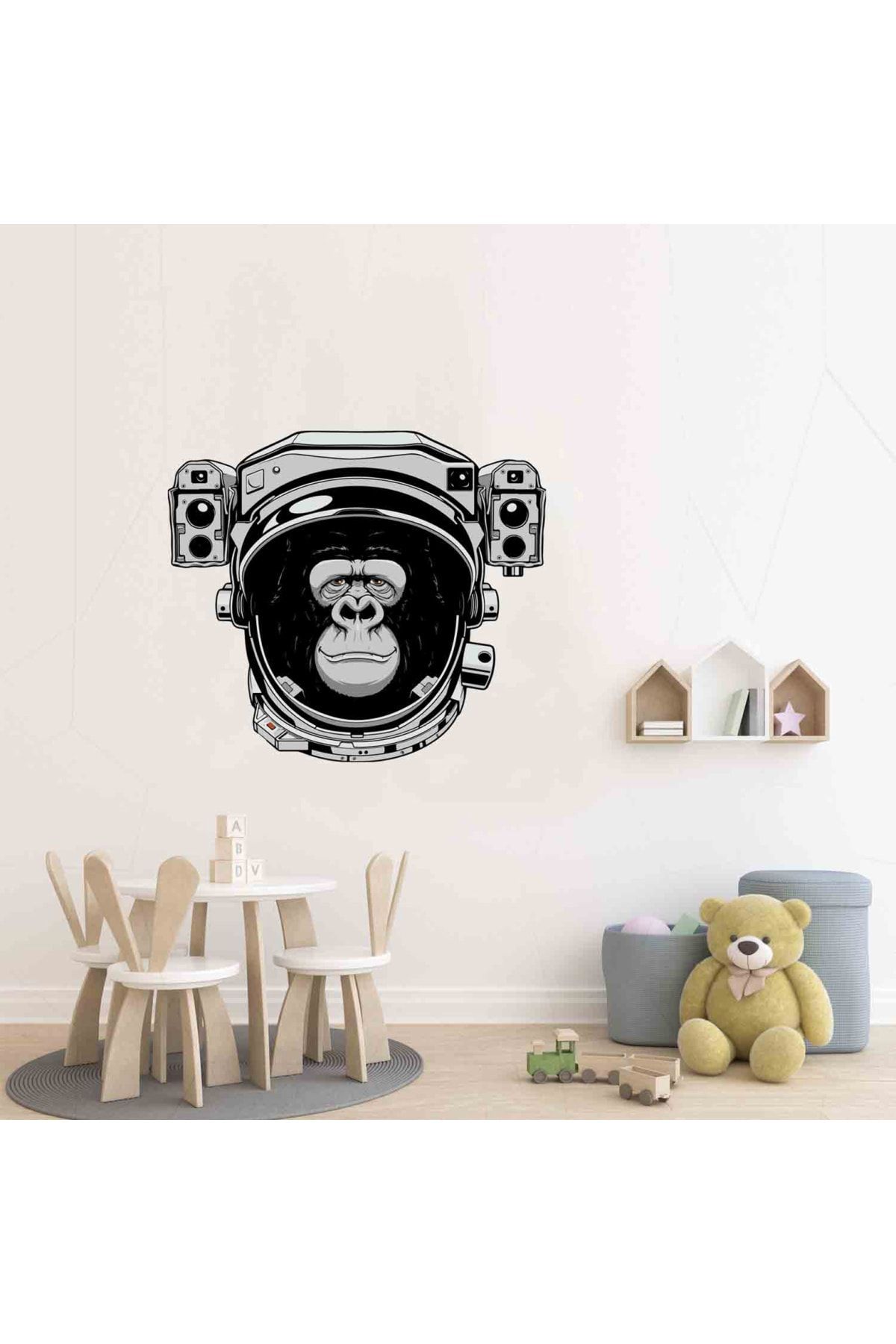 KT Decor Astronot Maymun Pvc Çocuk Odası Duvar Sticker