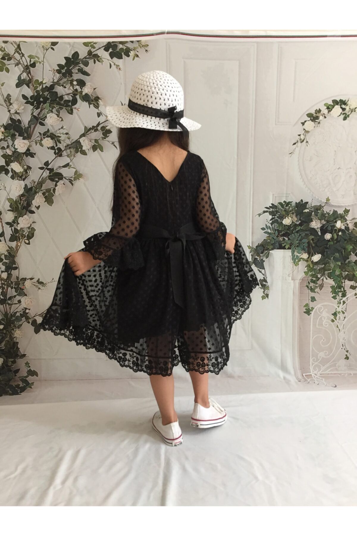Mixie Kız Çocuk Güpürlü Dantelli Elbise Özel Gün Doğum Günü Elbisesi