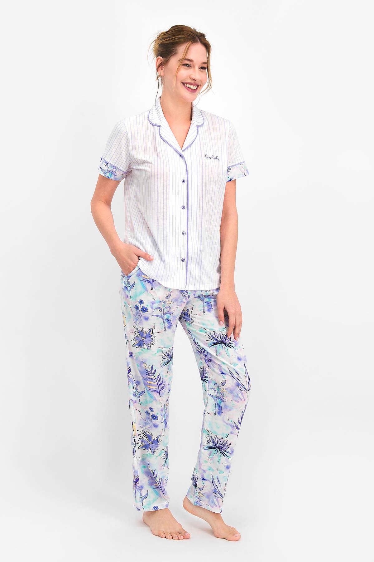 Pierre Cardin Floral Pattern Kadın Gömlek Pijama Lila Pc7756
