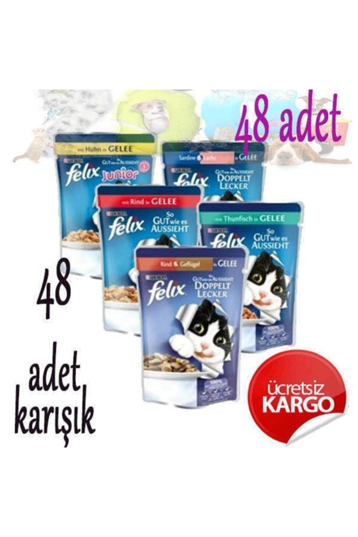 FELİX Karışık Yaş Yetişkin Kedi Maması Pouch 100 Gr 48 Adet