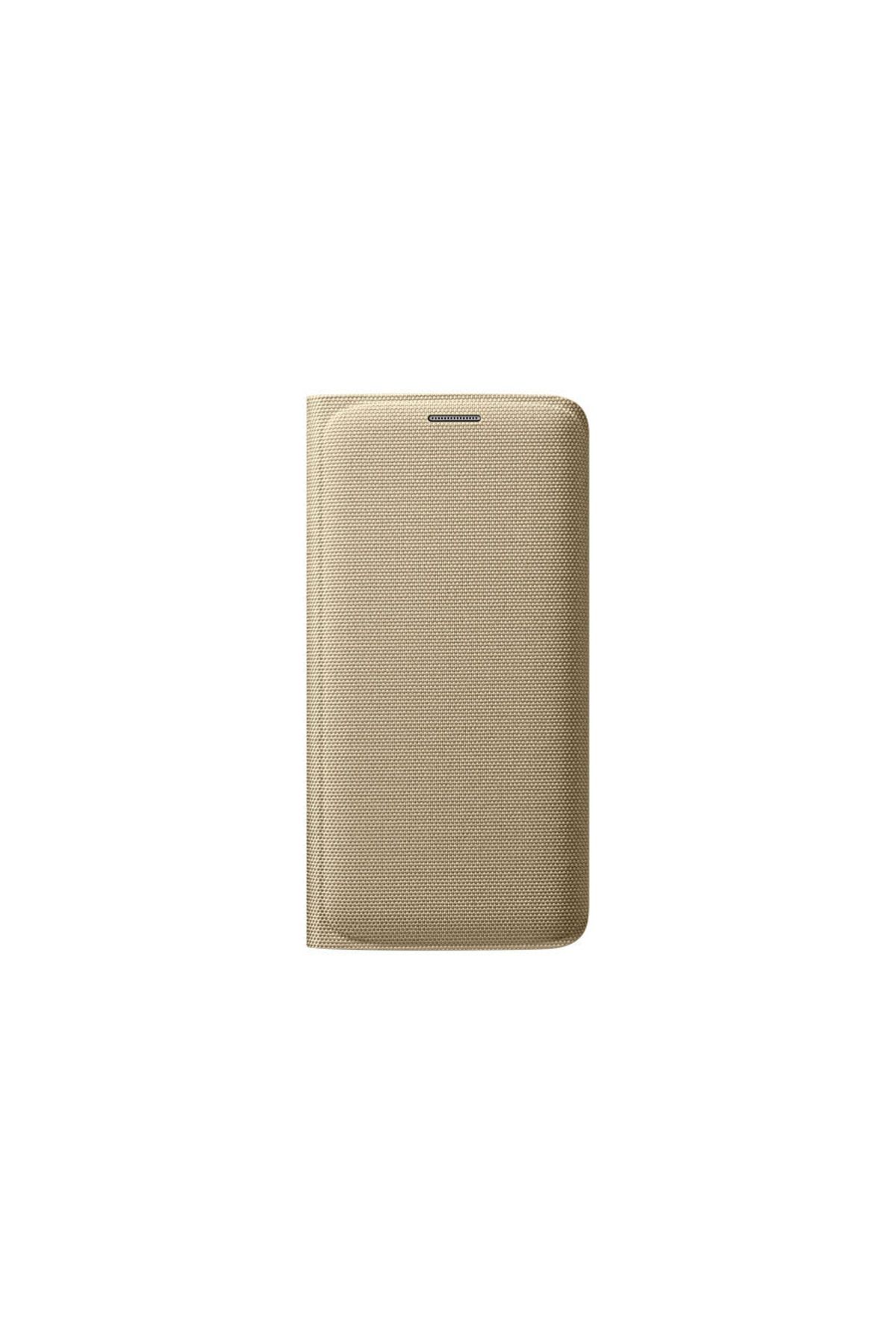 Samsung S6 Edge Kartlıklı Kılıf Tekstil Altın Ef-wg925bfegww