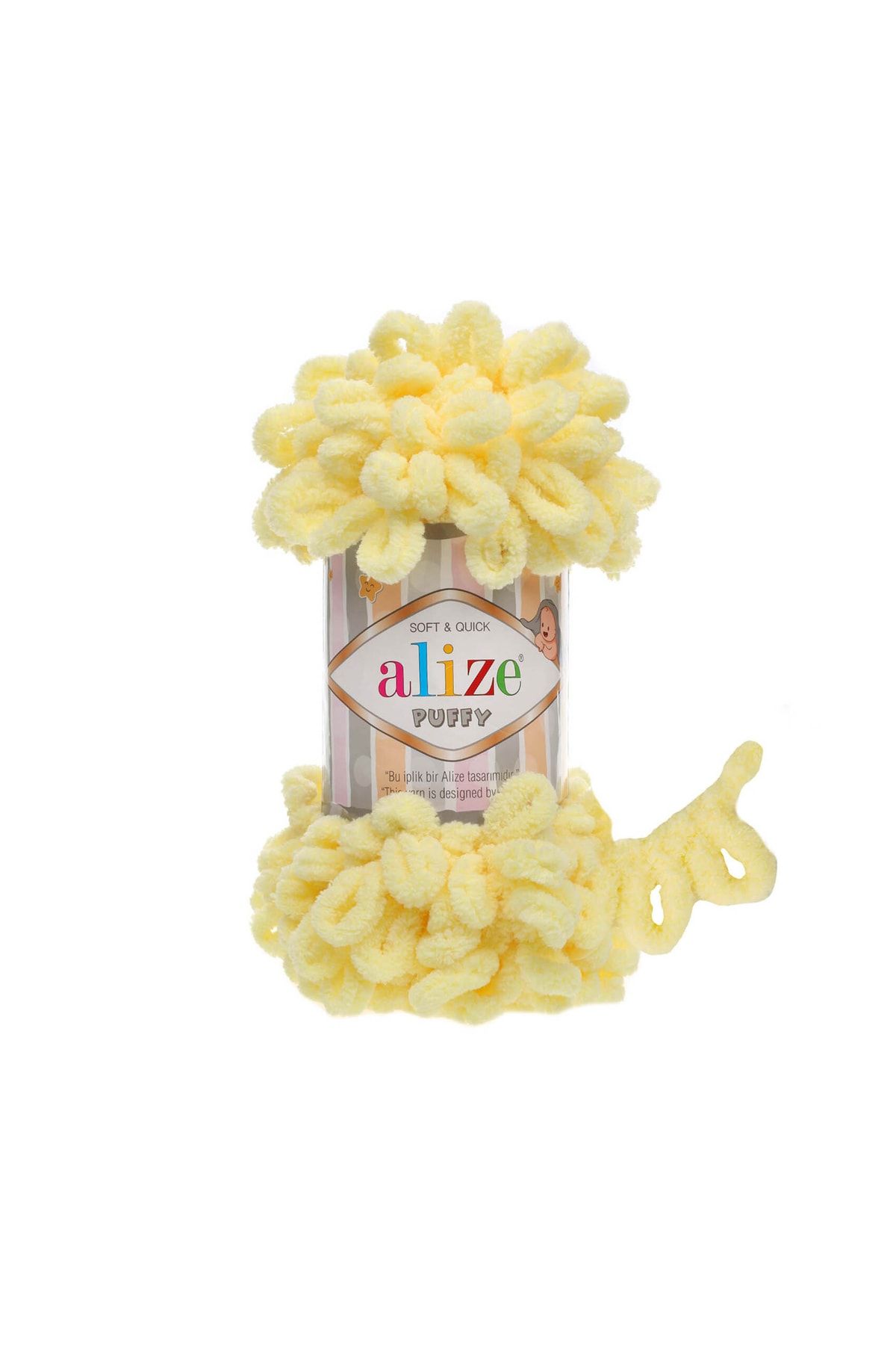 Alize Puffy El Örgü Ipliği Tekli - 13 Açık Sarı - 100 Gr. 9 Mt. Parmak Örgü Ipi