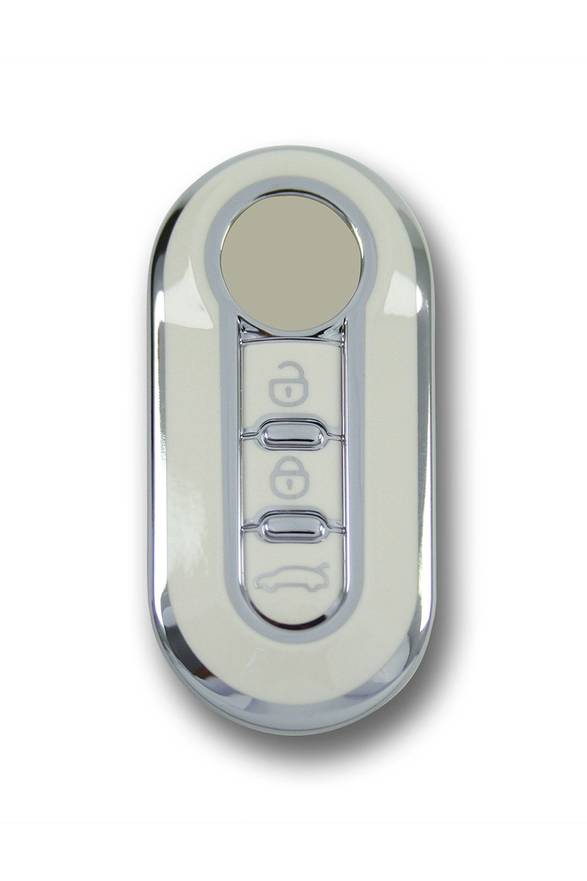 babikamium Fiat Doblo 2010+ Sustalı Beyaz-gümüş Oto Anahtar Kumanda Kabı Kılıfı Oto Anahtarlık