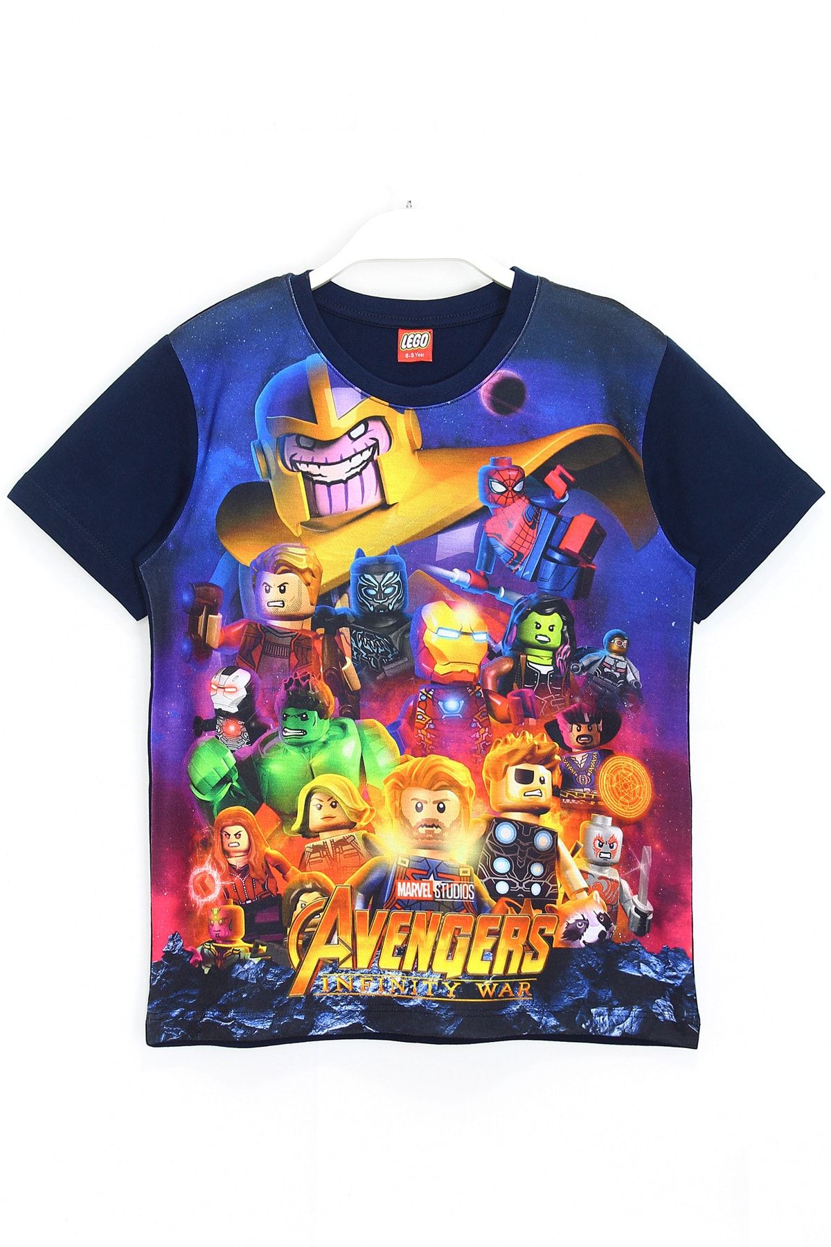 DobaKids 3d Lego Avengers Infinity War Baskılı Erkek Çocuk Kısa Kollu T-shirt Lacivert