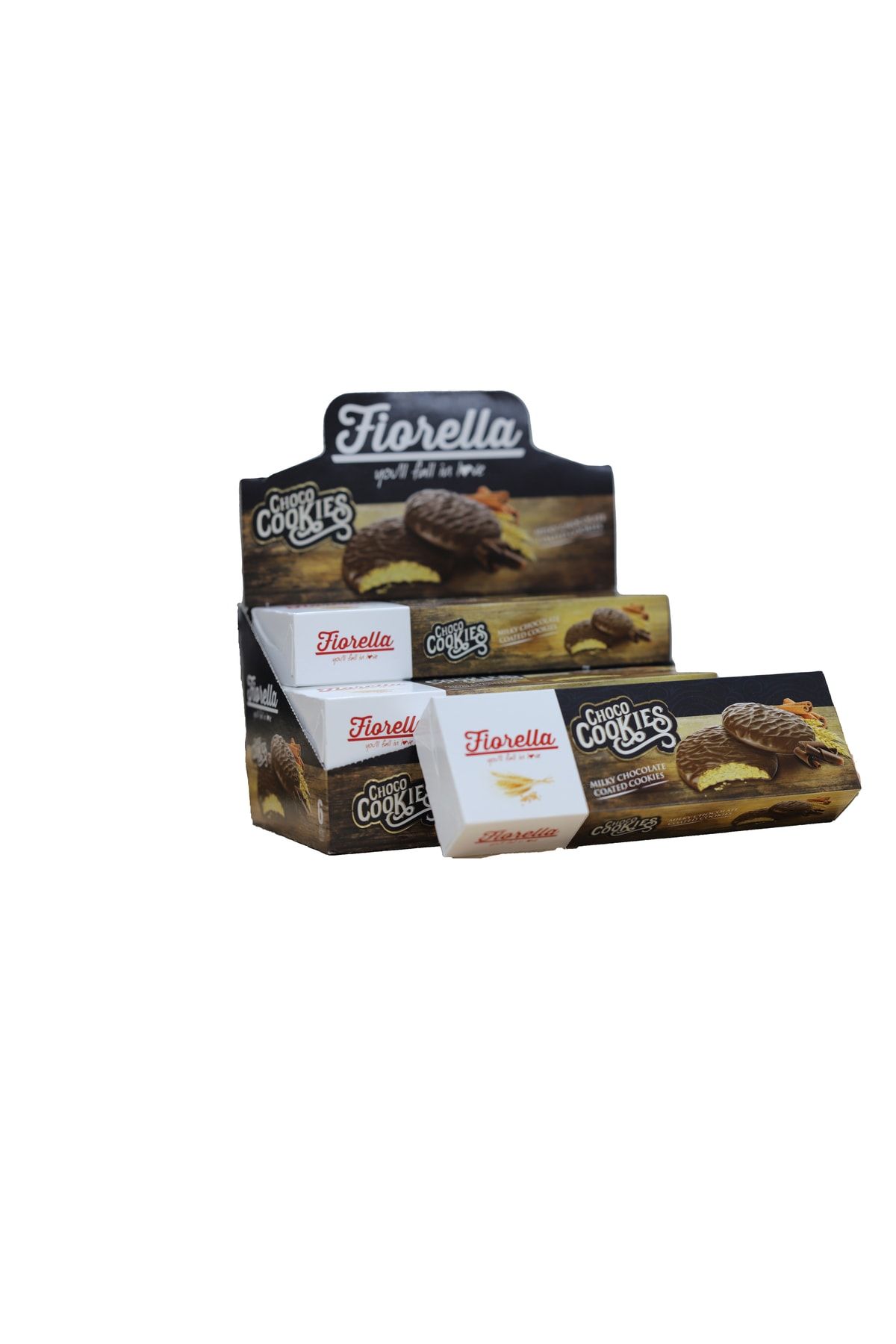 FIORELLA Choco Cookies Çikolata Kaplamalı Karamelli Bisküvi 106 gr  6 Adet (1 Kutu)