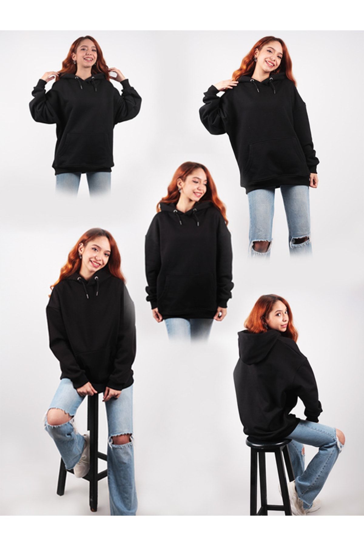 to COSMOS Canada Unisex Oversize Hoodie (ŞARDONLU -PAMUKLU) Sweatshirt Siyah