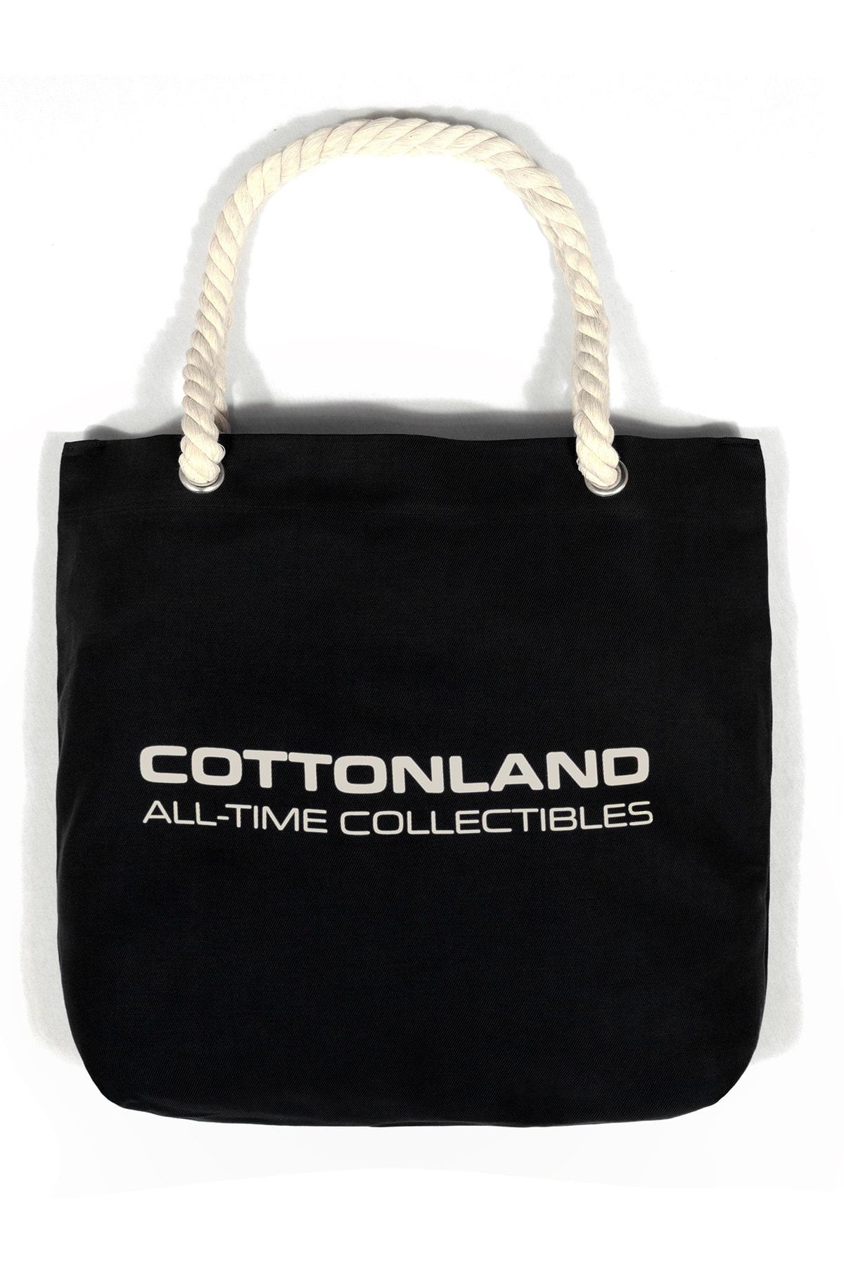 CottonLand Baggı 43x43 Kordonlu Pamuk Kanvas Çanta Siyah