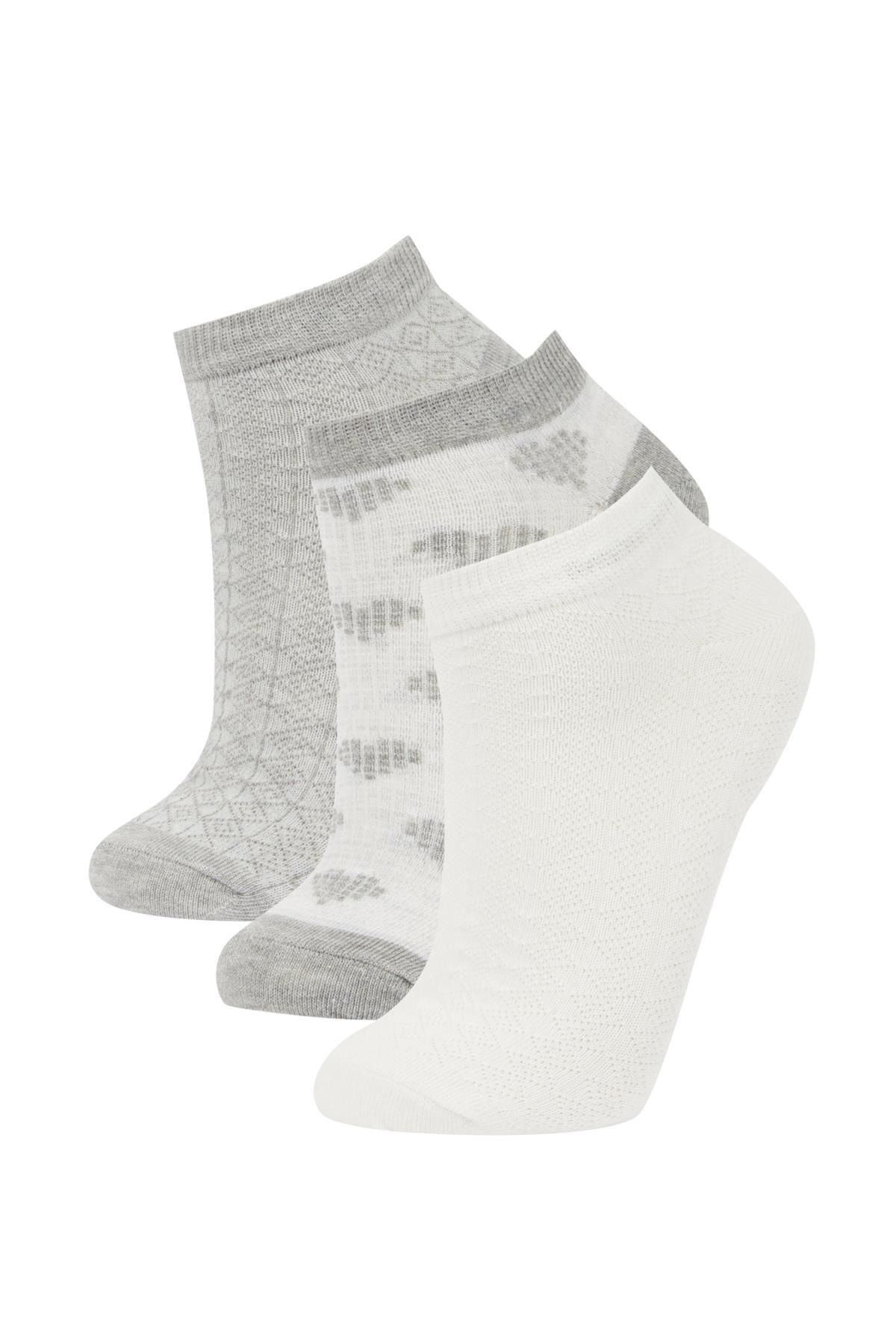 Defacto Kadın 3'lü Pamuklu Patik Çorap