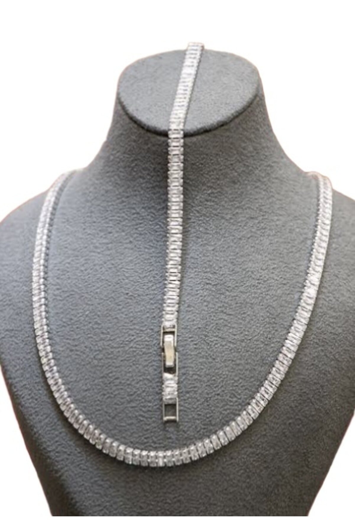 Elrawyn Jewelry Gümüş Su Yolu Baget Kolye-bileklik Set