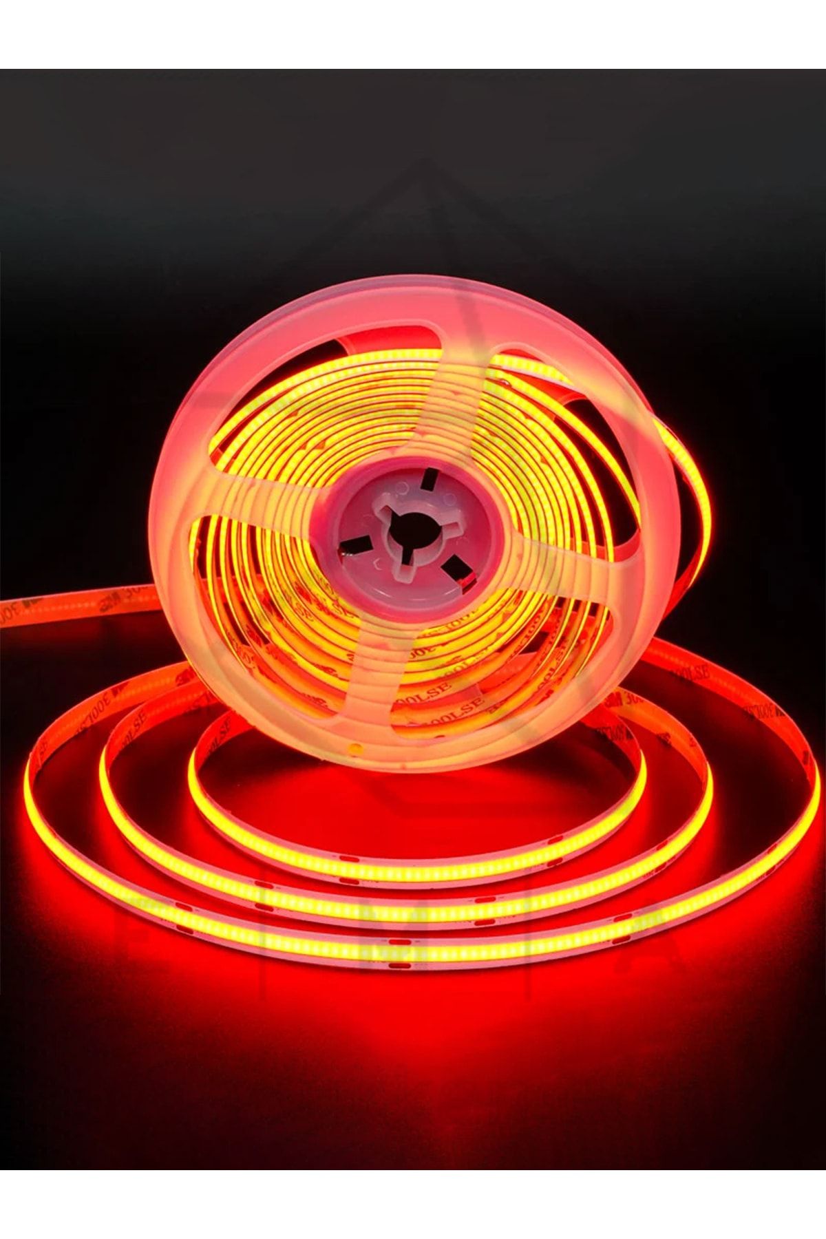 Ema Dükkan 5 Metre Şerit Led Kırmızı Neon Gibi Yanan Yapışkanlı Şerit Led Cob Şerit Led 12 Volt Şerit Led