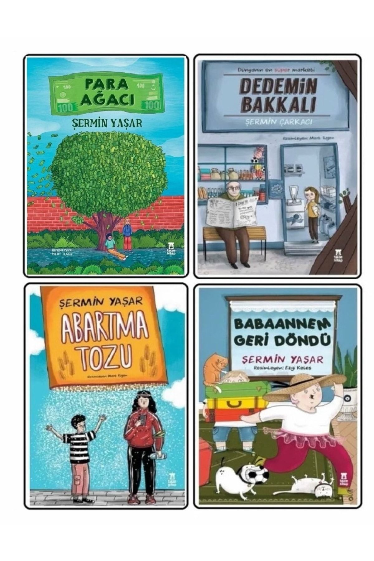 Taze Kitap Şermin Yaşar 4'lü Set ( Para Ağacı# Abartma Tozu # Dedemin Bakkalı # Babaannem Geri Döndü)