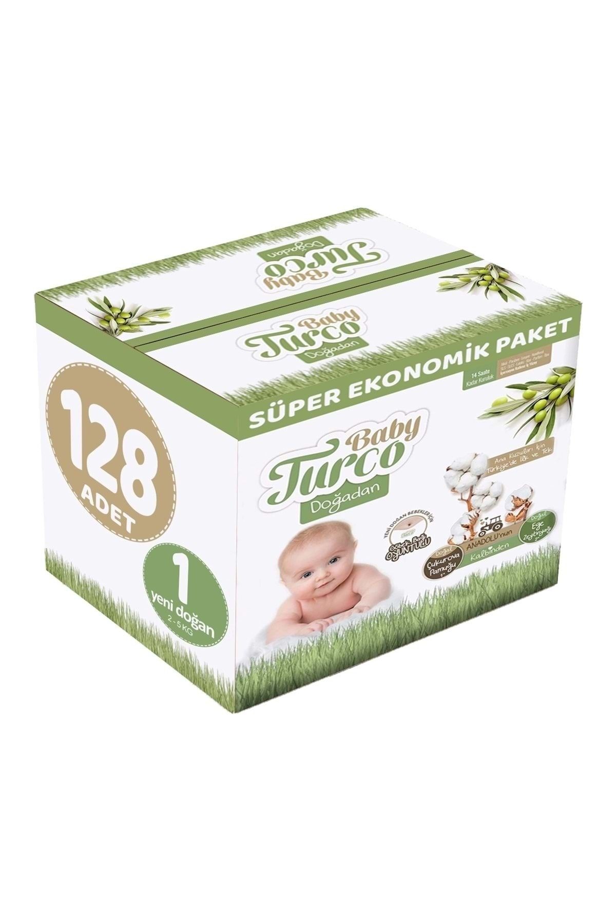 Baby Turco Bebek Bezi Doğadan Beden:1 (2-5kg) Yeni Doğan 128 Adet Süper Ekonomik Pk