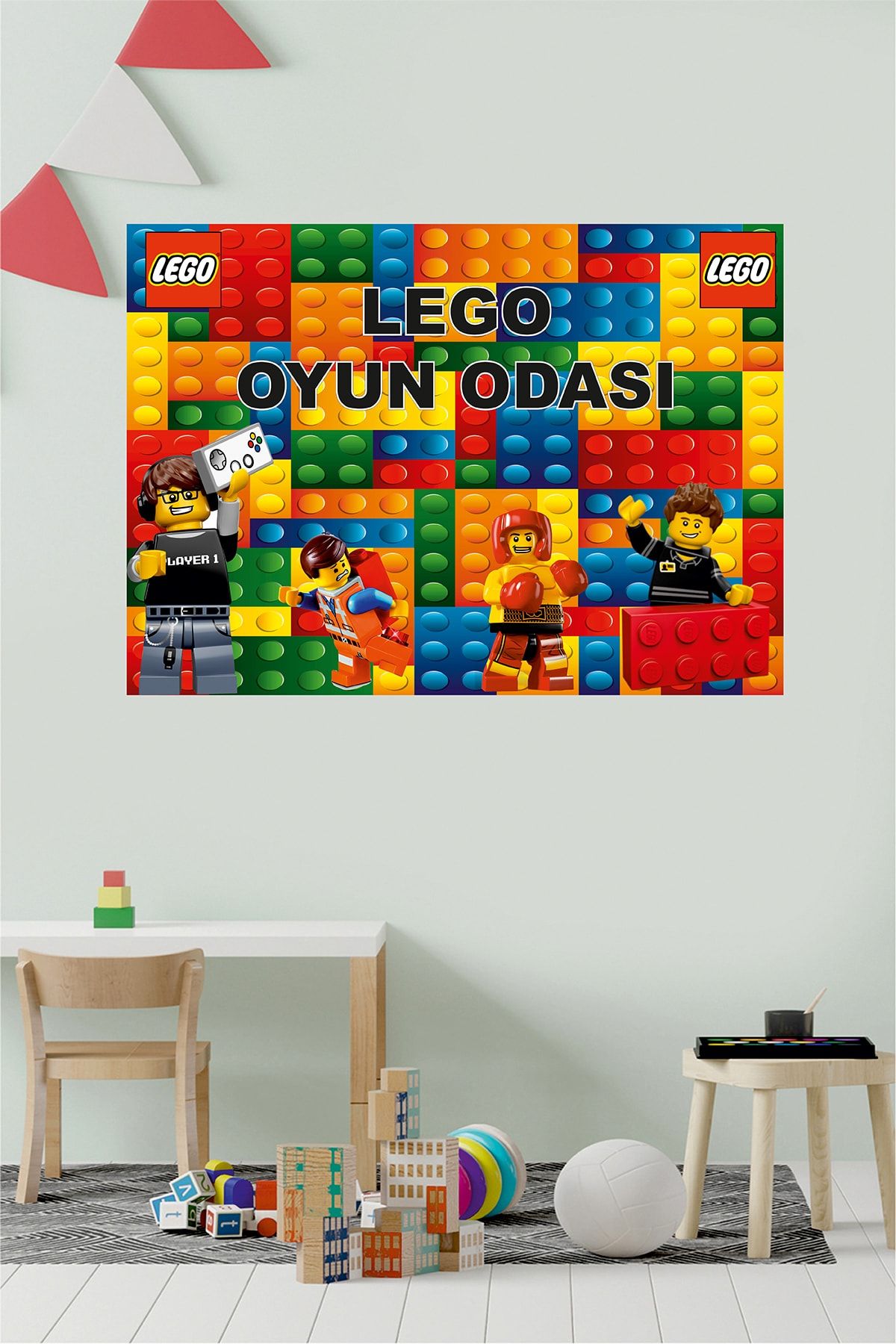 Has ozalit Erkek Çocuk Doğum Günü Partisi Afişi Kişiye Özel Lego Temalı Renkli Kağıt Tablo 70*100cm