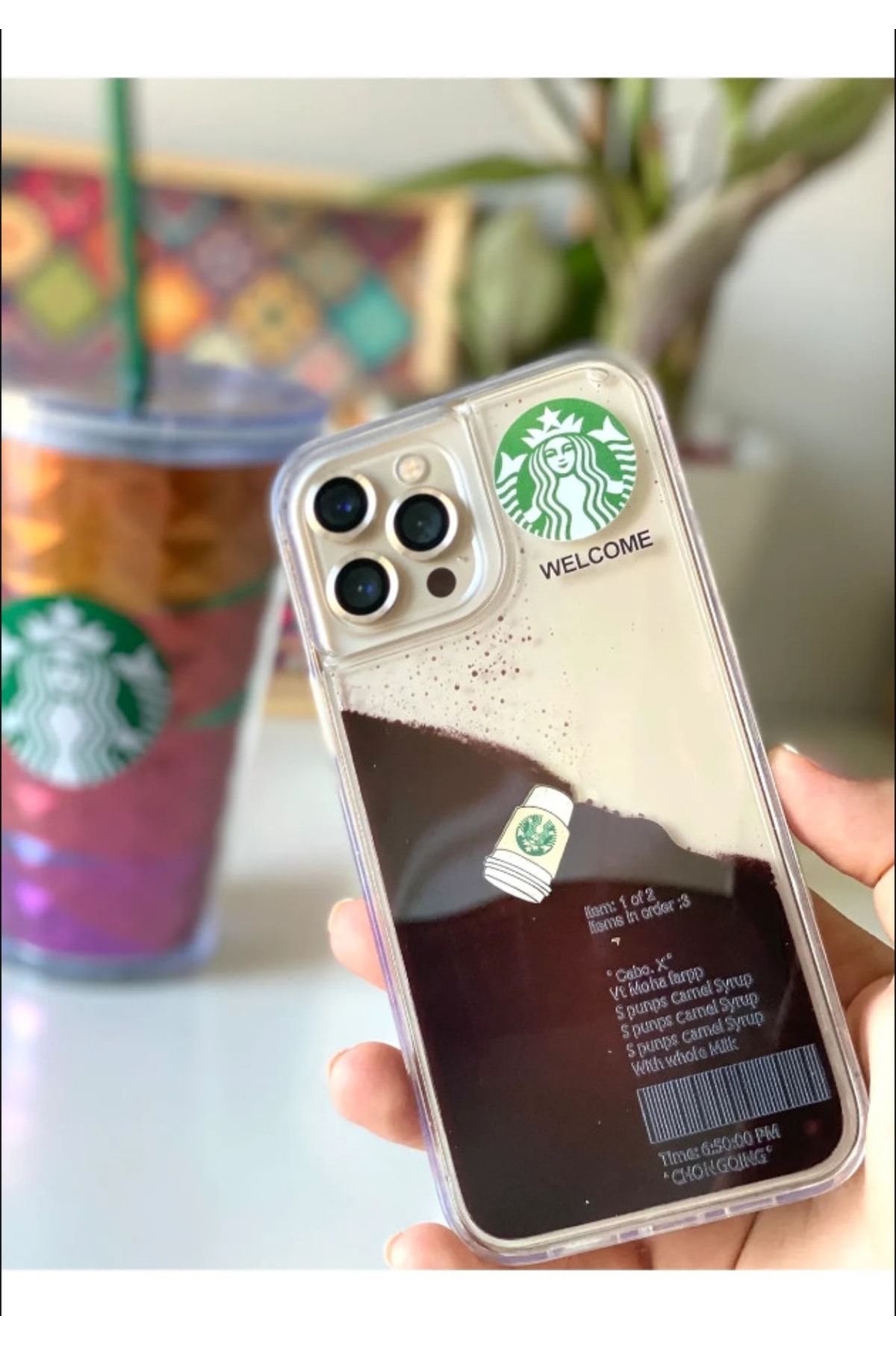 ZEY Iphone 14 Pro Sulu Starbucks Kahve Kılıf