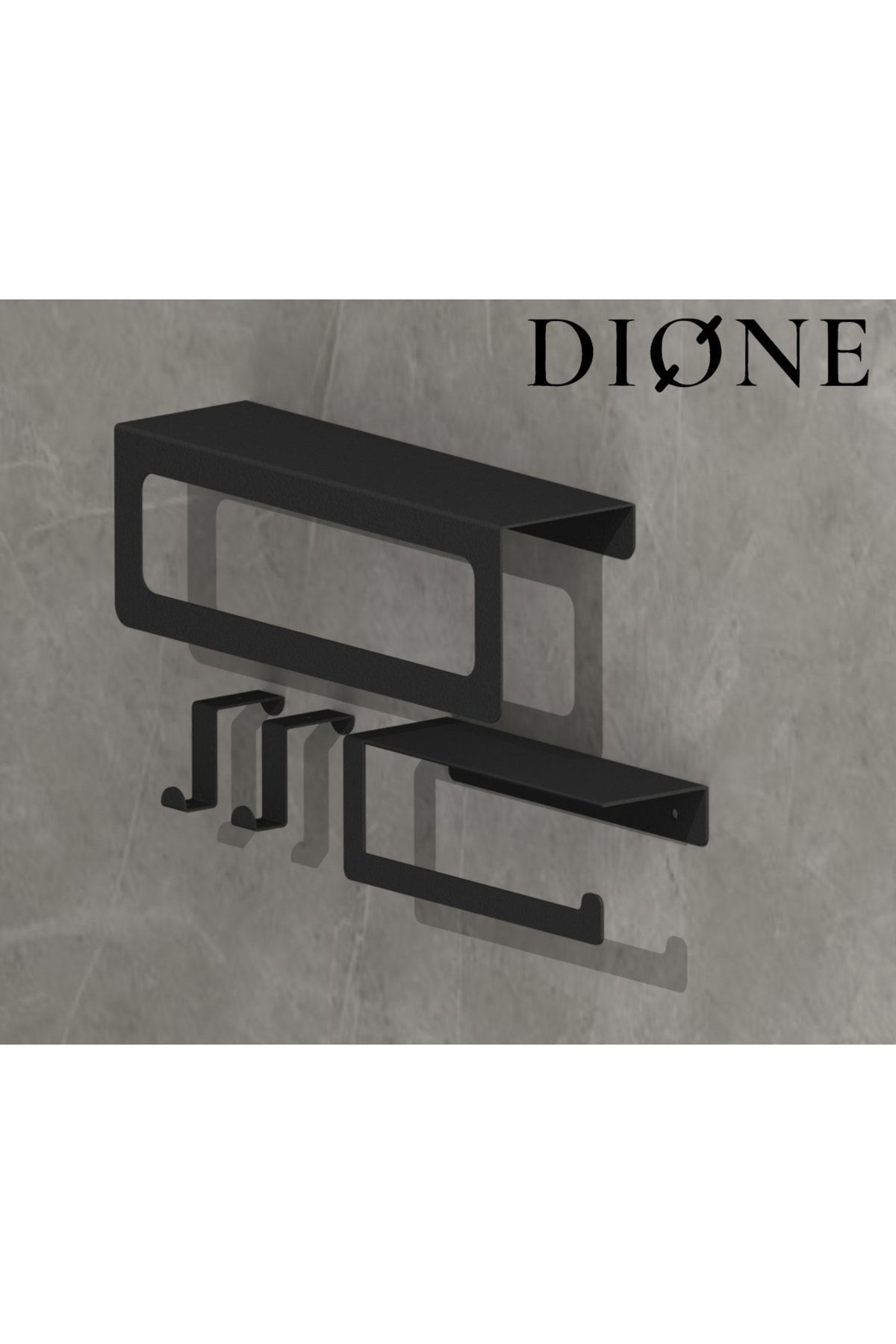 Dione Store , Metal Havluluk Arkası Askılı Ve Tuvalet Kağıdı Tutucu - Kapı Askılığı Set 3 Lü