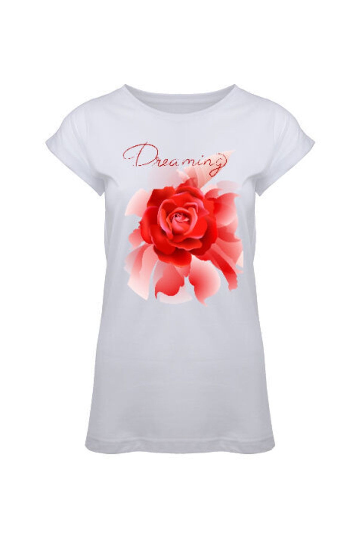 Tisho Red Rose - Dreaming - Beyaz Kadın Tunik