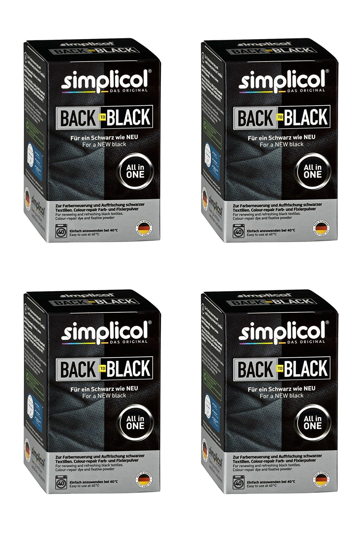Simplicol Siyah Toz Kumaş Boyası 4 Paket - Tekstil Renk Tazeleme