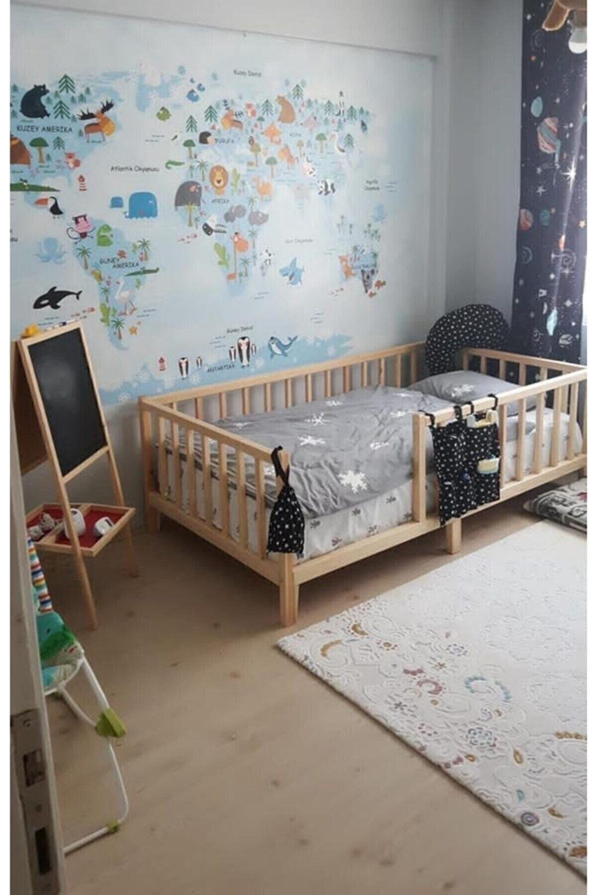 ENJOY LİFE Enjoy Lıfe Tasarım Montessori Bebek Ve Çocuk Karyolası Doğal Ahşap Yatak 100x200 Cm