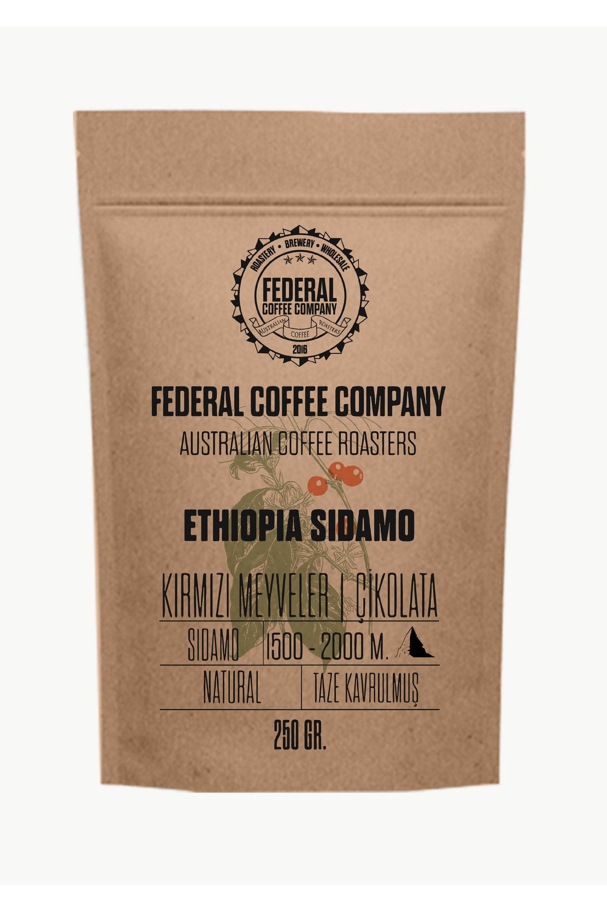 Federal Coffee Co. Ethiopia Sidamo Çekirdek Kahve 250 gr.