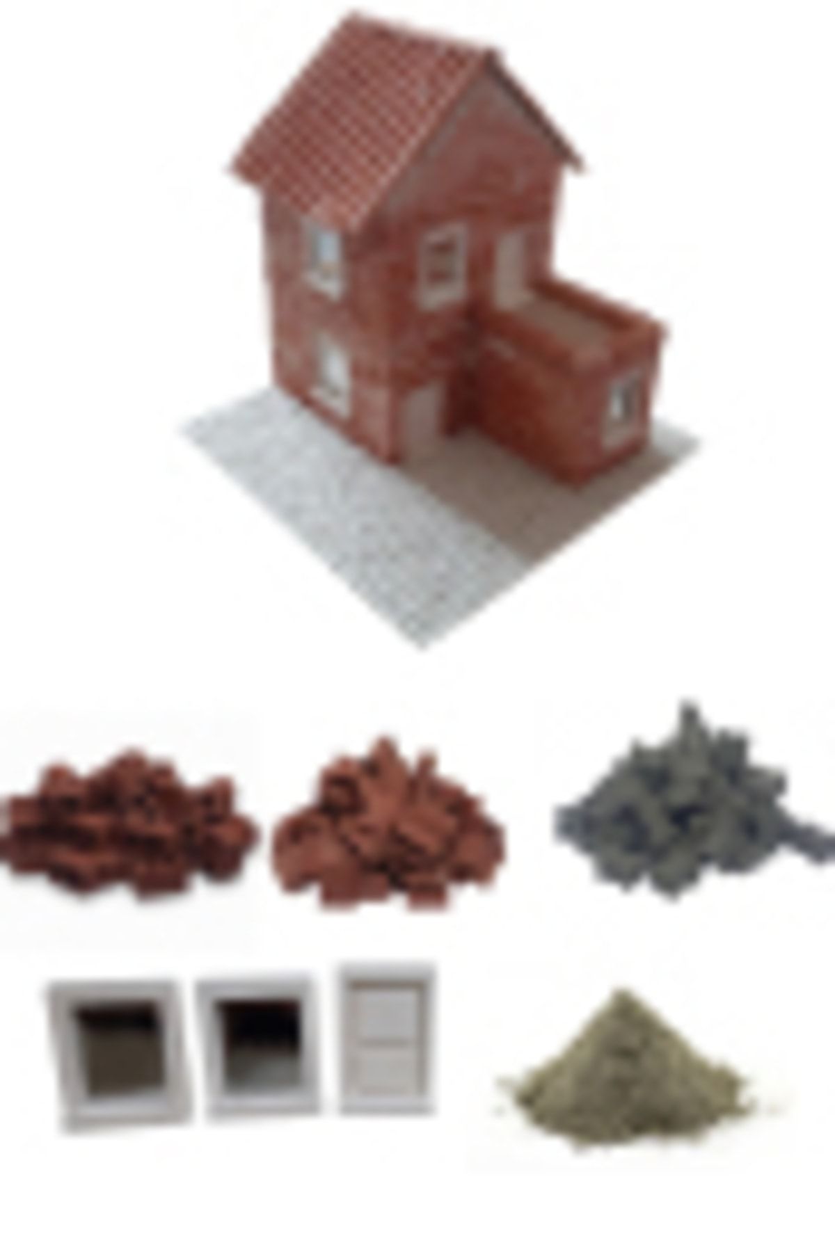 sarıhan Minyatür Tuğla 2 Katlı Ev Seti + Zemin Projesi