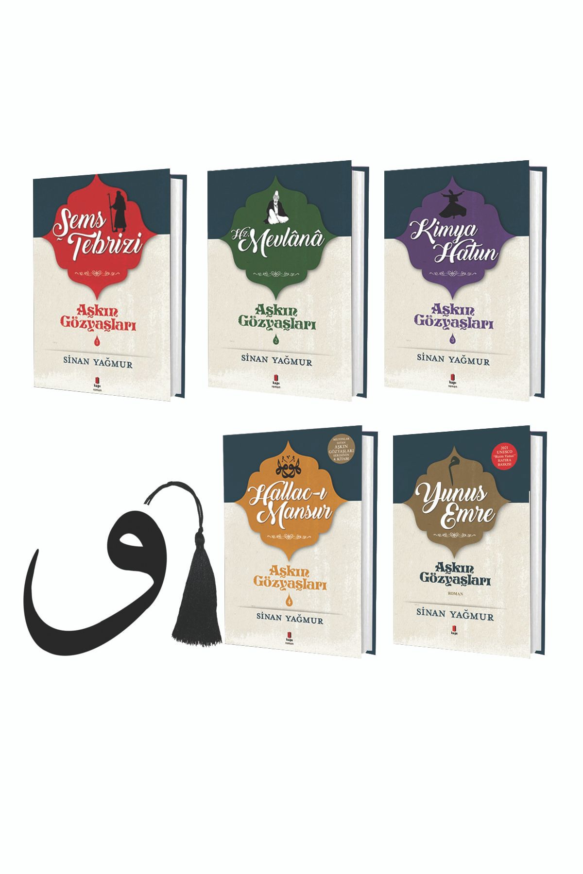 Kapı Yayınları Sinan Yağmur Aşkın Gözyaşları - Tam Set - 5 Kitap - Yırtılmaz Vav Ayraç Hediye