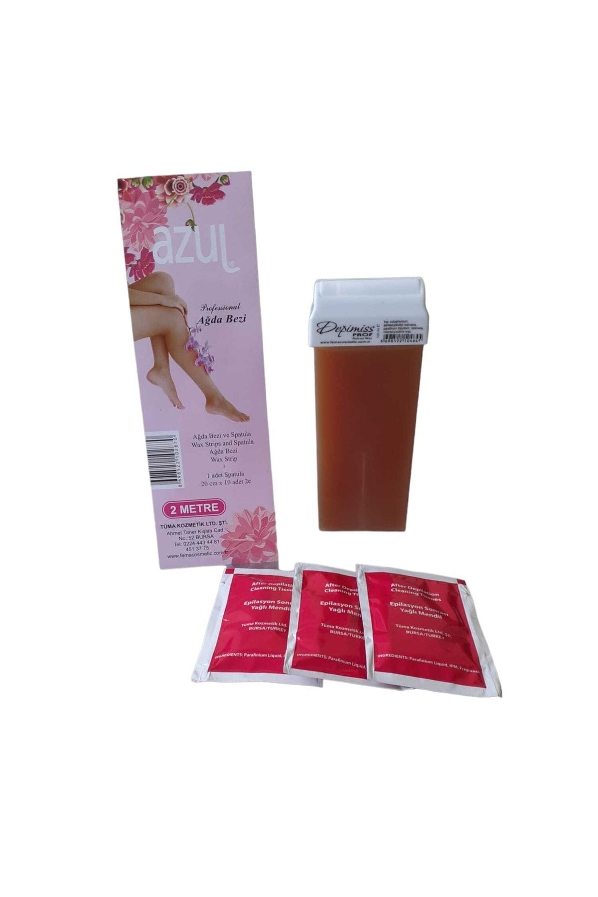DEPİMİSS Rollon Kartuş Sir Ağda Rolon Naturel 100 Ml. 1ad. 3 Adet Ağda Mendili 1 Ad.2 Mt. Ağda Bezi