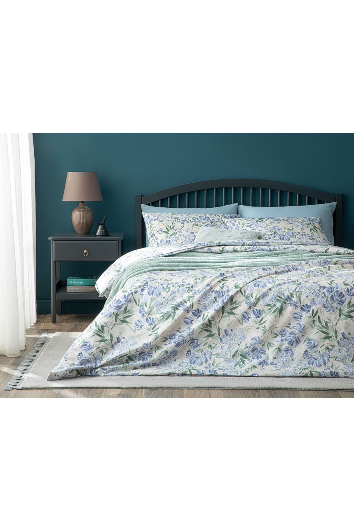 English Home Romantic Bloom Kolay Ütülenir Tek Kişilik Nevresim Takımı 160x220 Cm Mavi