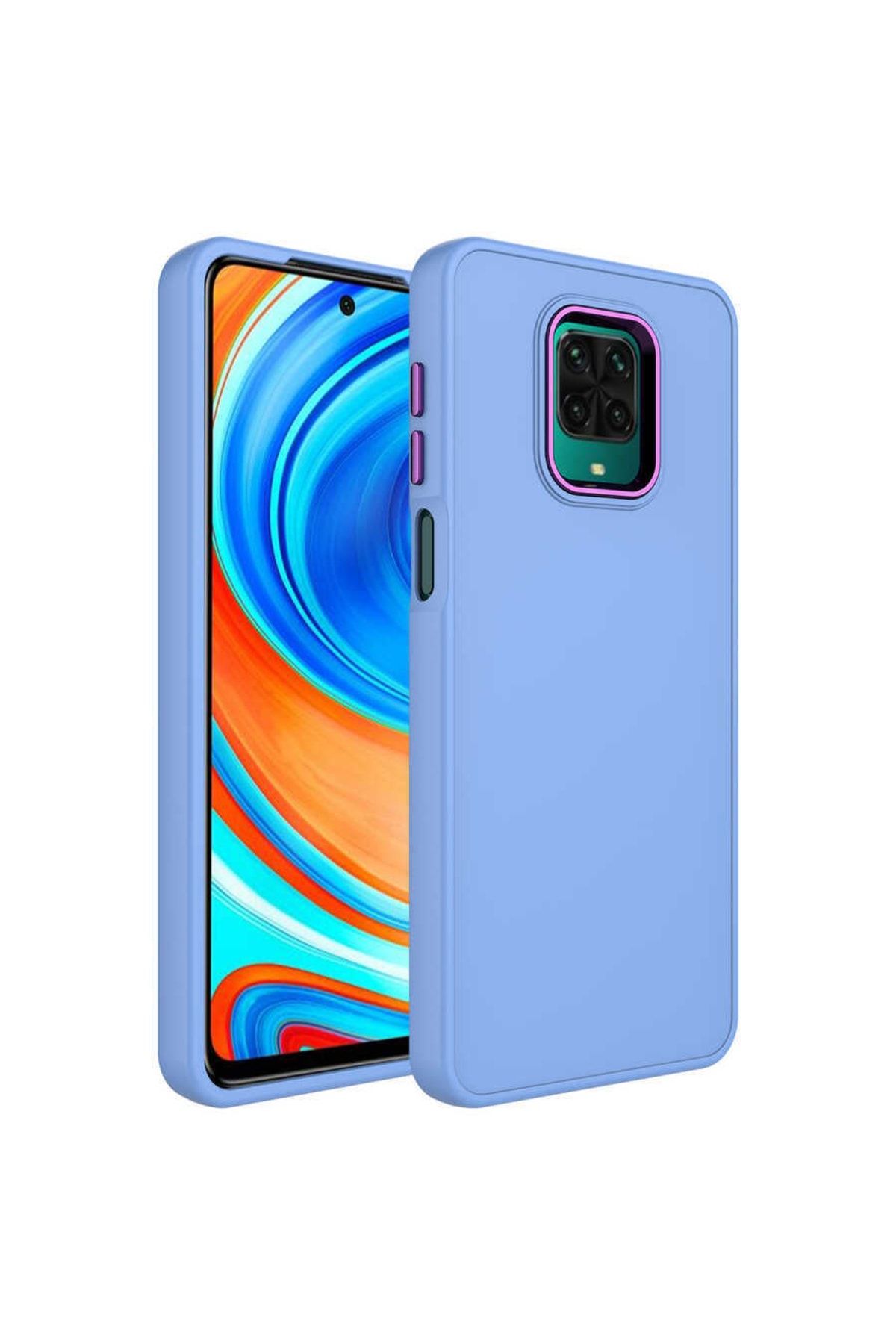 ZM STORE Xiaomi Redmi Note 9s Kılıf Metal Çerçeve Ve Buton Tasarımlı Silikon Zore Luna Içi Kadife Kapak