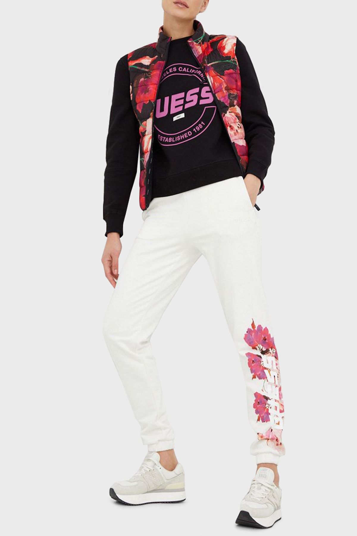 Guess Corine Belden Bağlamalı Çiçek Logolu Regular Fit Pamuklu Jogger Pantolon Pantolon V3rb14