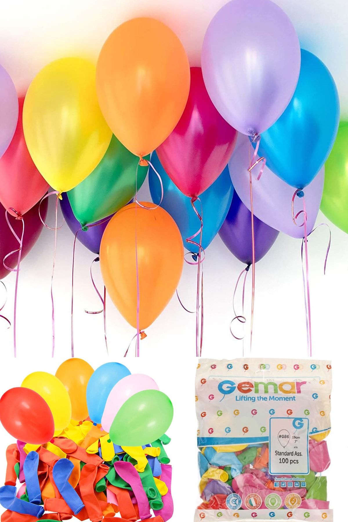 Parti Dolabı 100 Adet 9-a Normal Balon Klasik Renkli Karışık Balon Doğum Günü Parti Balonu 7 Inç 19 Cm