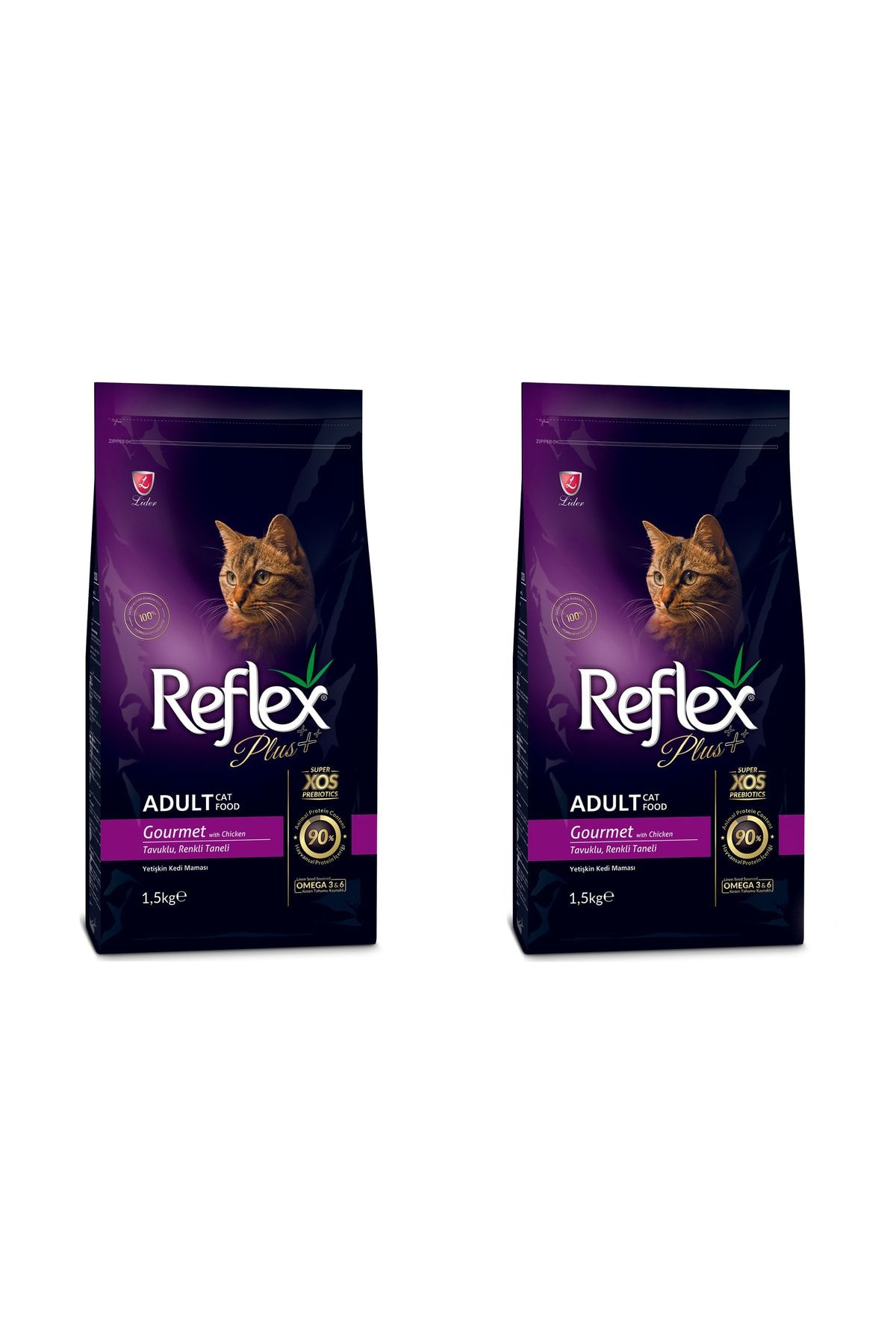 Reflex Plus Renkli Taneli Tavuklu Kedi Maması 1,5 Kg 2 Adet