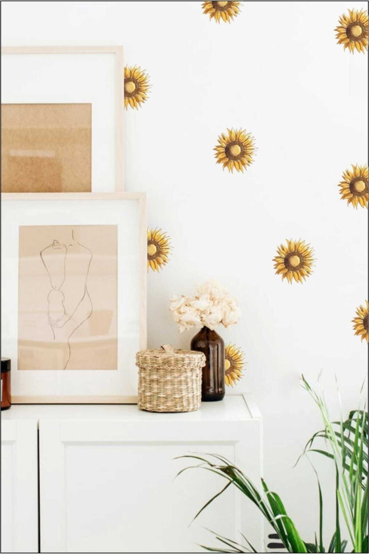 Piksel Grafik Güne Bakan Çiçeği Duvar Sticker