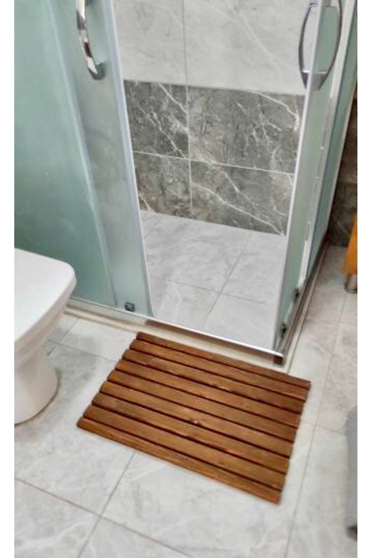 AFRALYAHOME Banyo Küvet Duşakabin Ahşap Paspas Banyo Paspası Kaydırmaz Katlanabilir 60x30 Cm