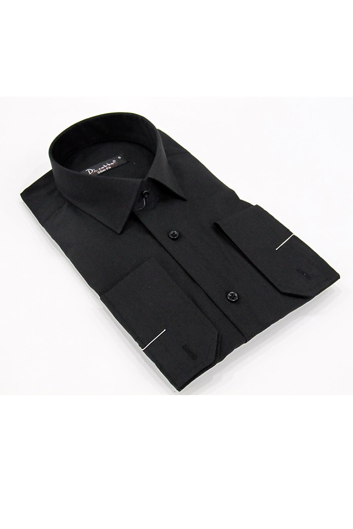 Dicotto Siyah Slim Fit Düz Renk Uzun Kol Erkek Gömlek - 151-20