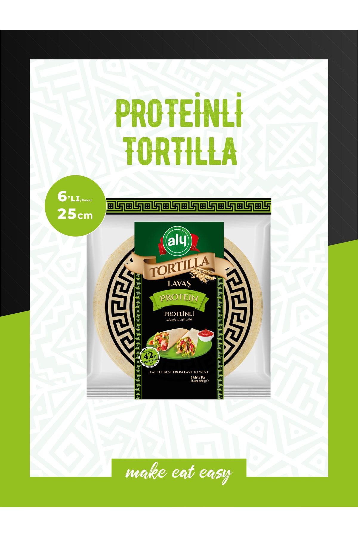 Aly Proteinli Tortilla Lavaş 25 cm 6'lı Paket 420 g