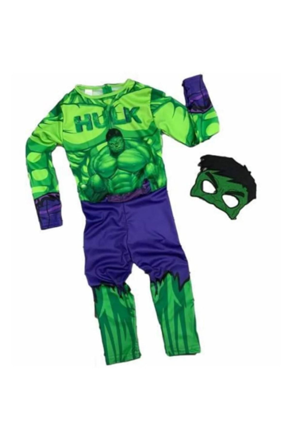 Sole Baskılı Hulk Erkek Çocuk Kostümü, Maskesi Ile...