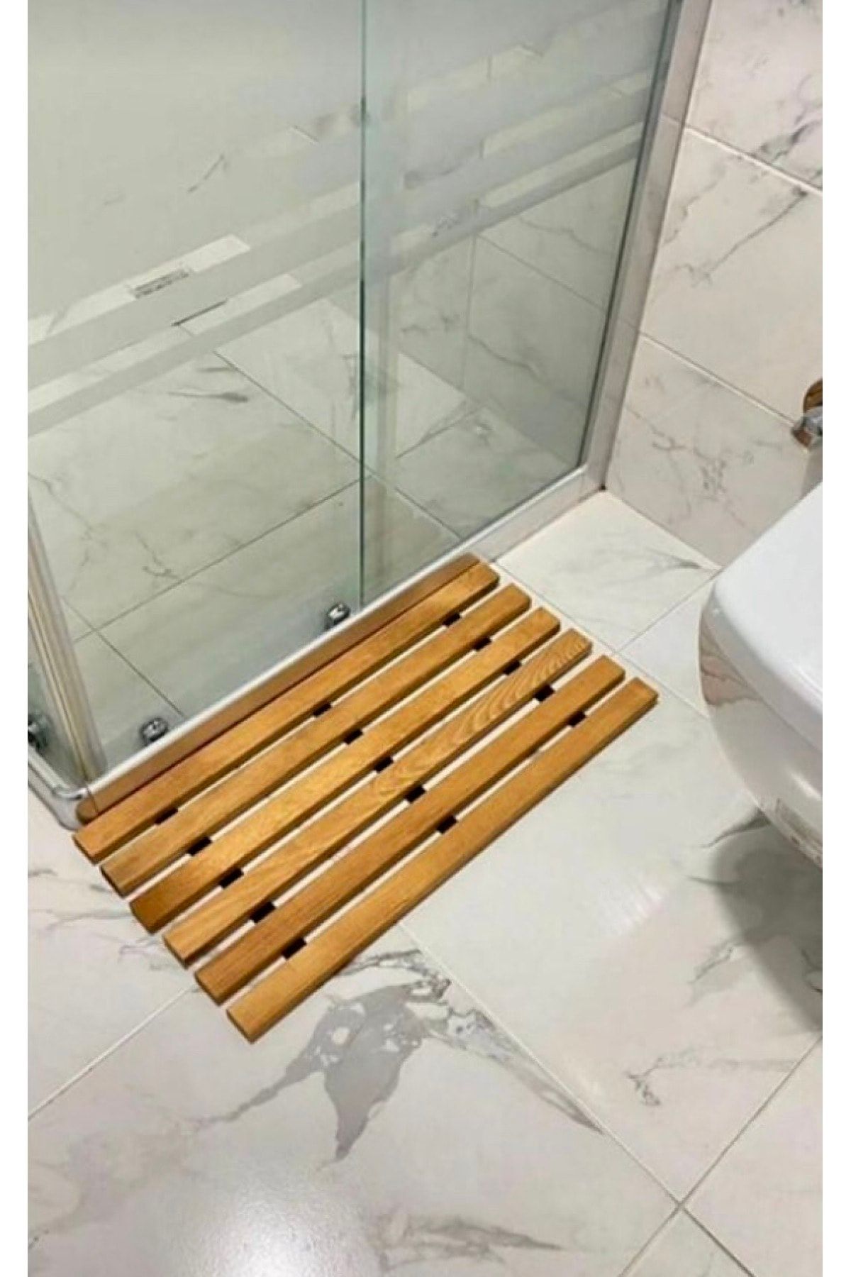 AFRALYAHOME Banyo Küvet Duşakabin Ahşap Paspas Banyo Paspası Kaydırmaz Katlanabilir 60x30 Cm