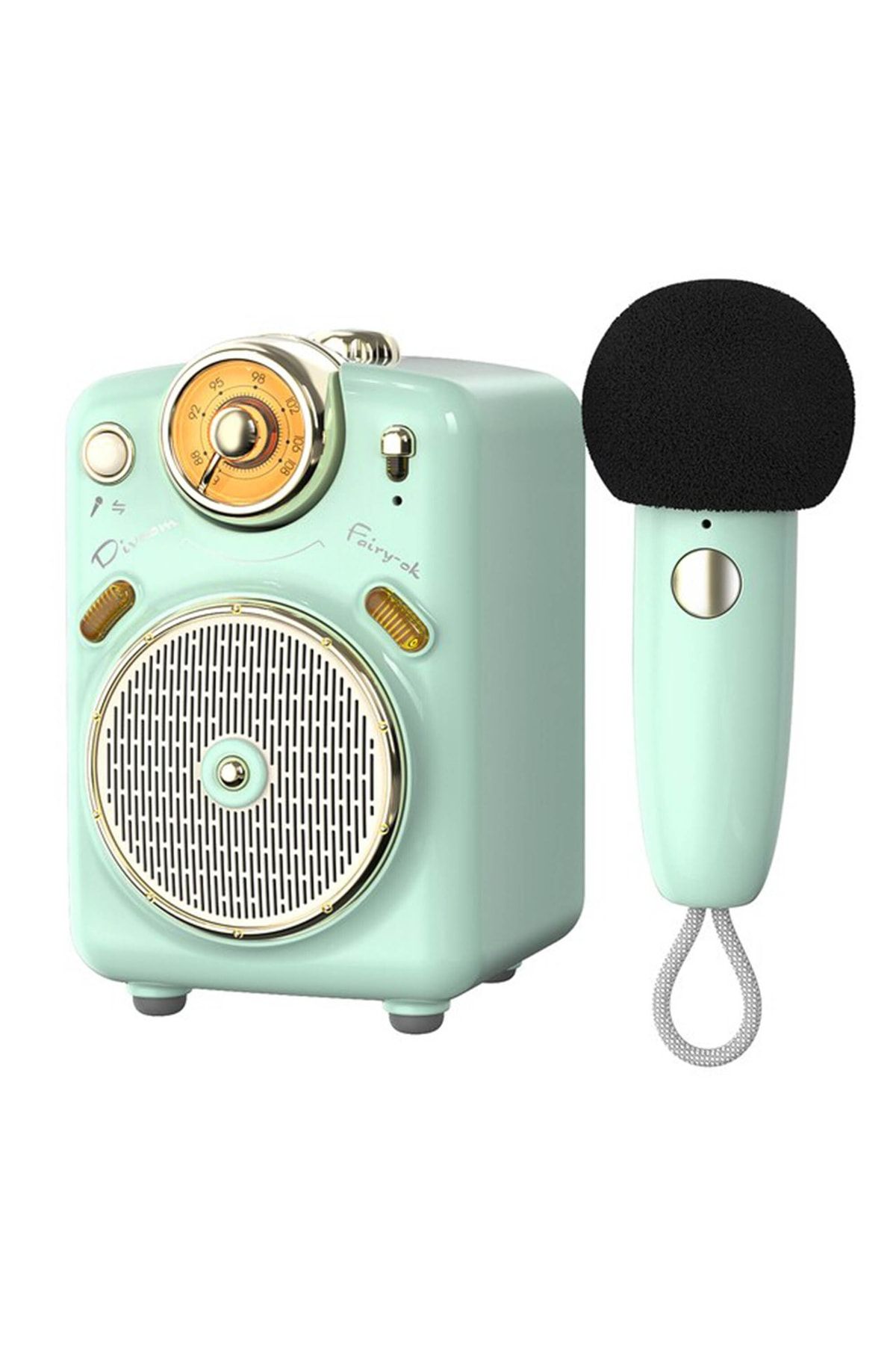 Divoom Fairy-ok Yeşil Karaoke Mikrofonlu Fm Radyolu Bluetooth Hoparlör