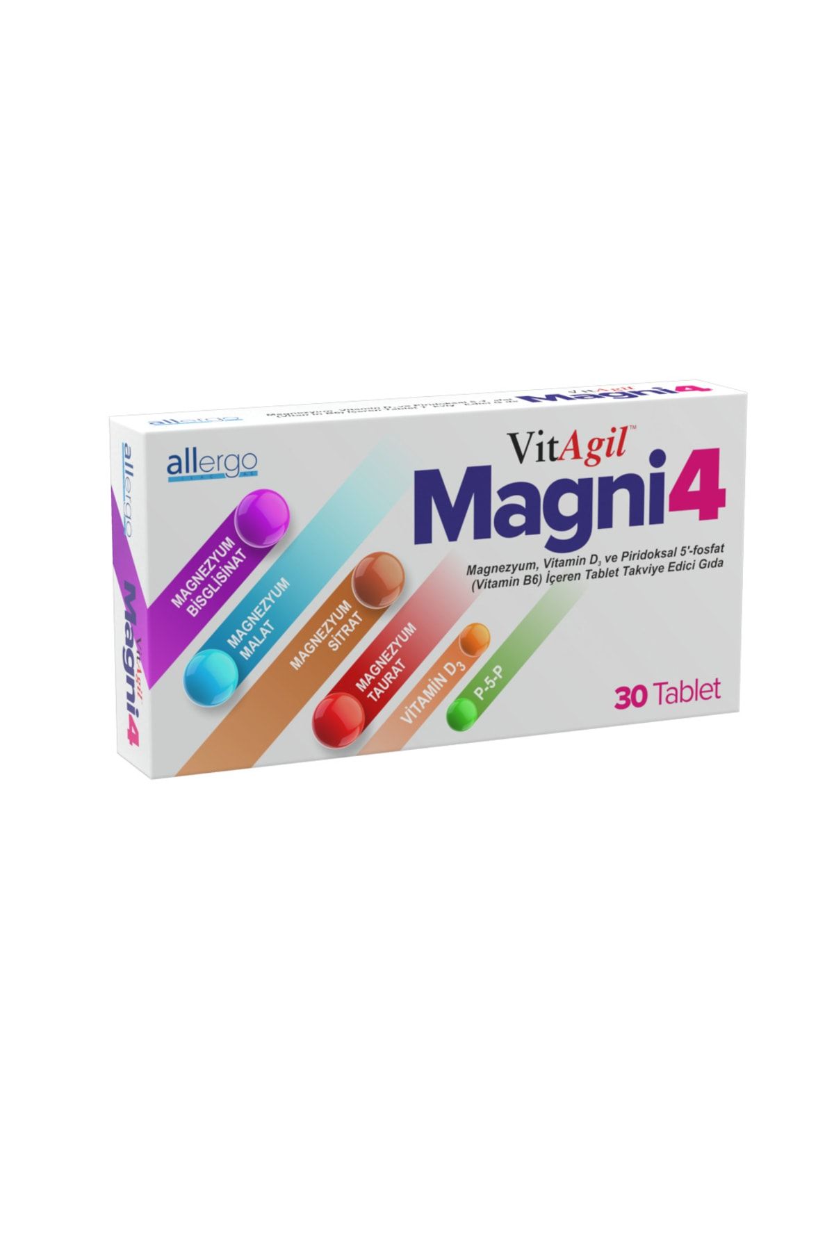Allergo Vitagil Magni4 Magnezyum Vitamin D3 P5p 30 Tablet