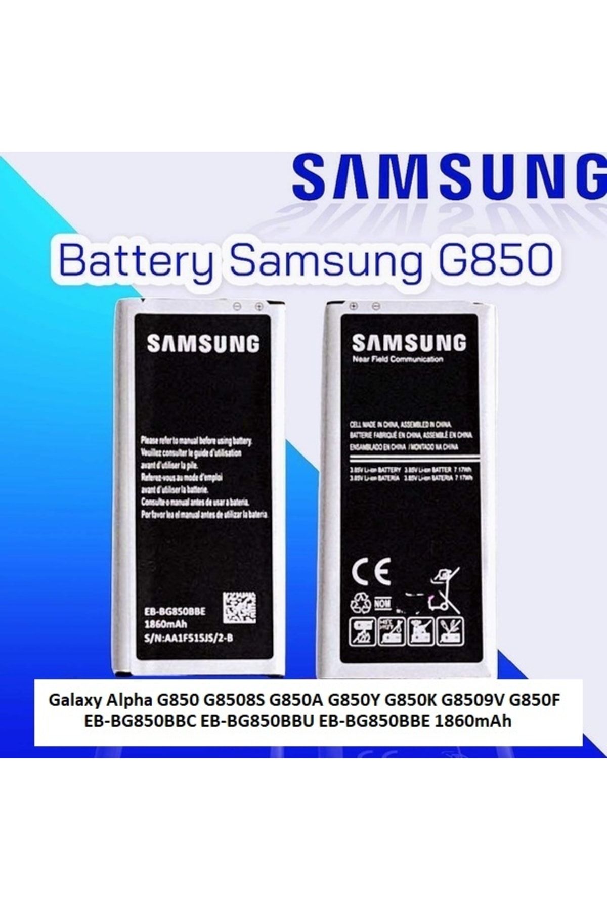 Genel Markalar Samsung Galaxy Alpha G850a Batarya Pil Eb-bg850bbc 1860mah Yüksek Kapasiteli 2 Yıl Garanti