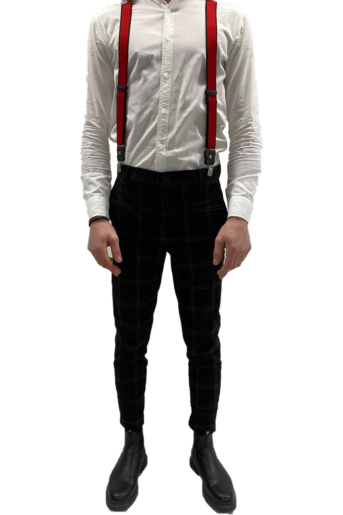 ZEKTON %100 Deri Kırmızı Unisex Pantolon Askısı