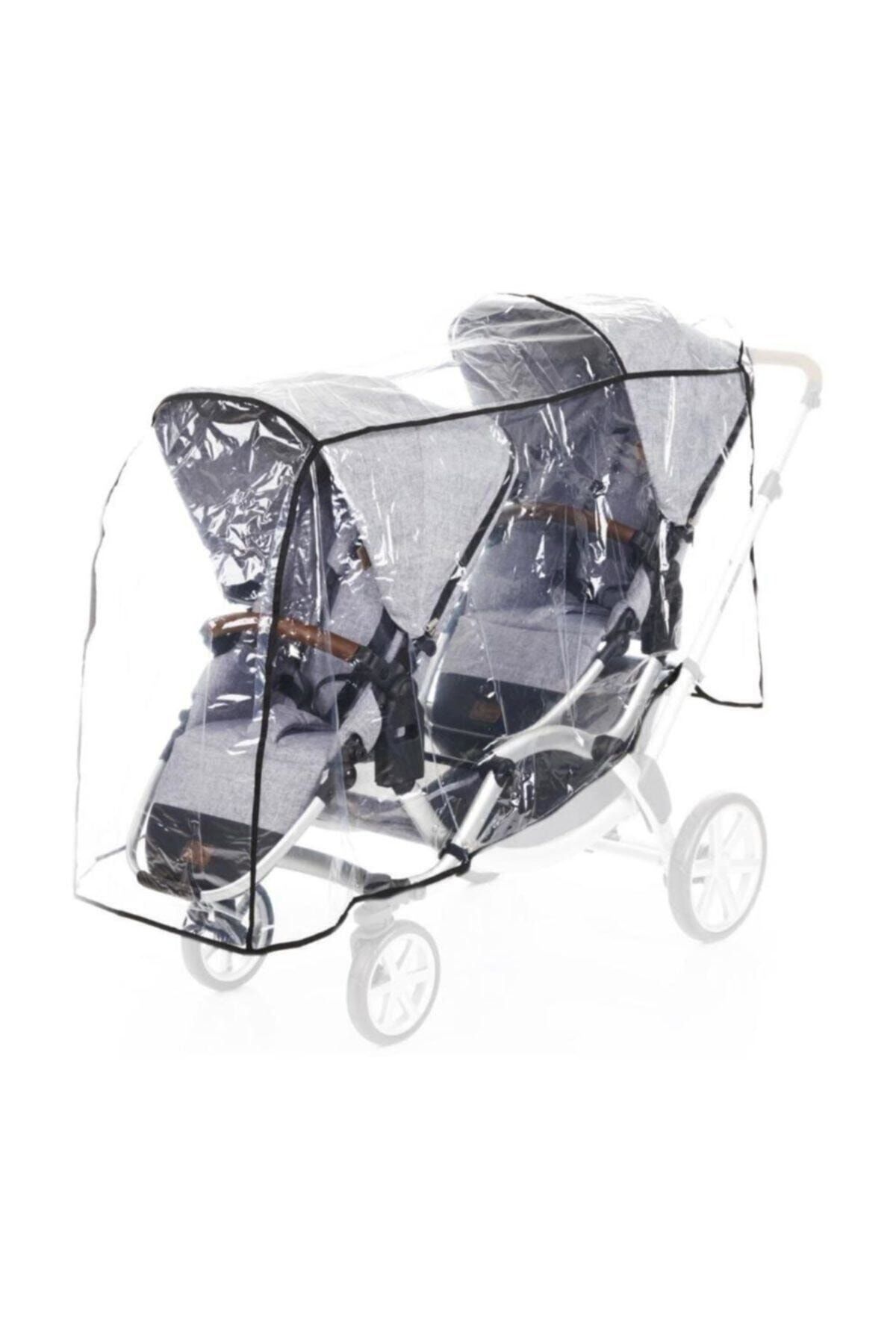 Aqua Pack Arka Arkaya Bebek Arabası Yağmurluğu Koruma Örtüsü Şeffaf Arka Arkaya Bebek Arabası Yağmurluğu
