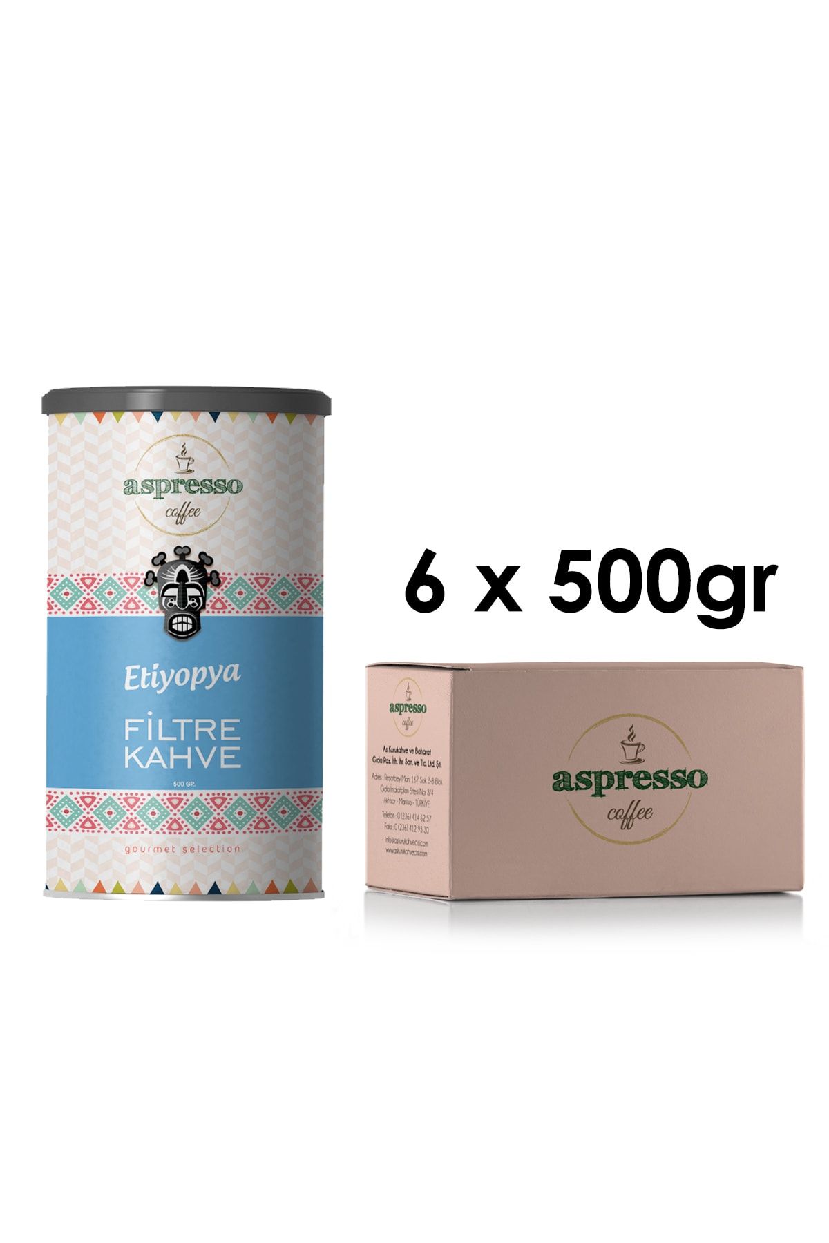 aspresso Etiyopya Filtre Kahve 500 Gr. Teneke Kutu X 6 Adet