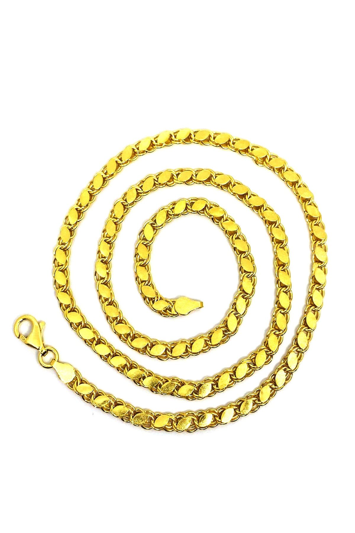 Artuklu Telkari 925 Ayar Gümüş Altın(gold) Kaplama Pullu(halep) Model 50cm Kadın Zincir