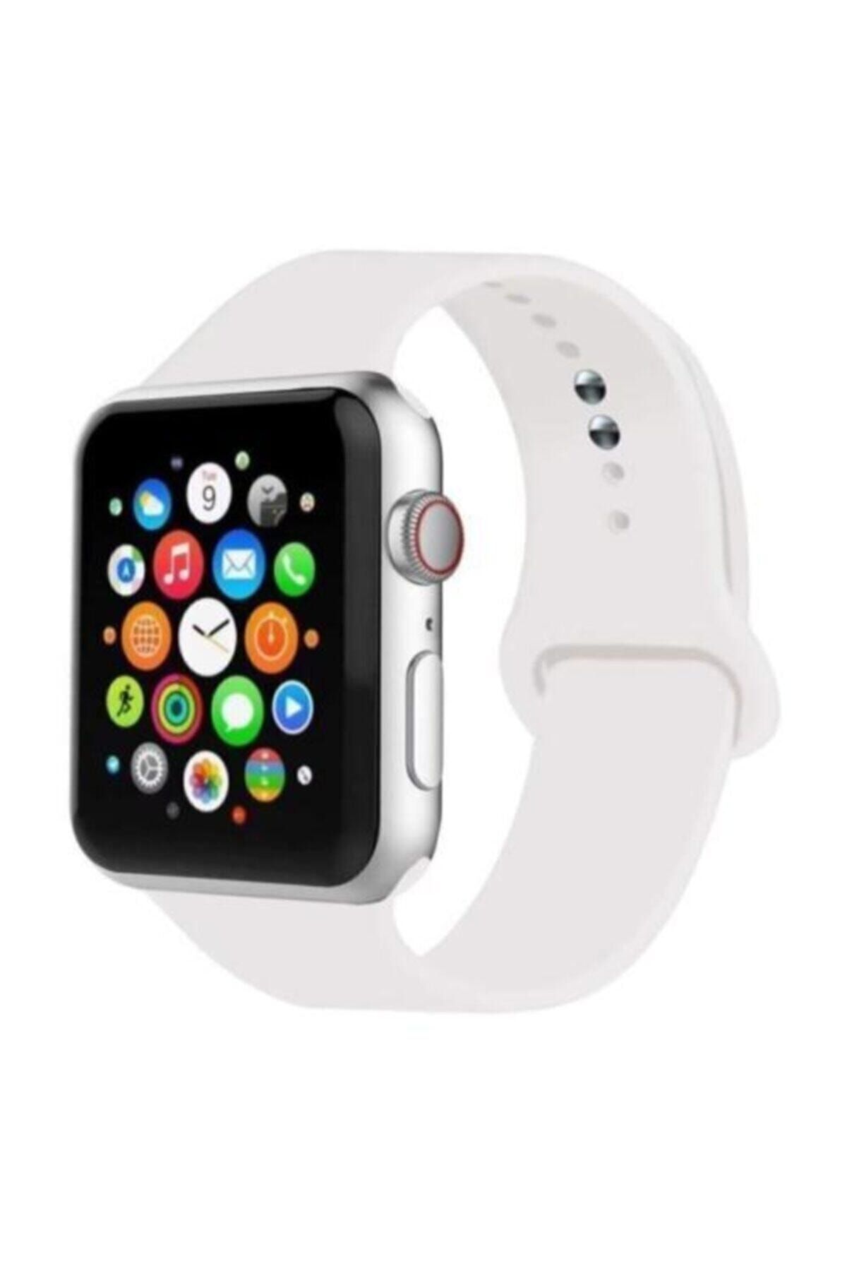 Telehome Beyaz Apple Watch Uyumlu 38 mm 40 mm Silikon Kordon