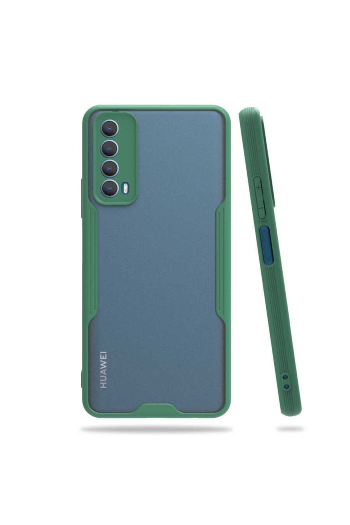 İncisoft Huawei P Smart 2021 Uyumlu Renkli Çerçeve Mat Şeffaf Parfe Kapak Yeşil Kılıf