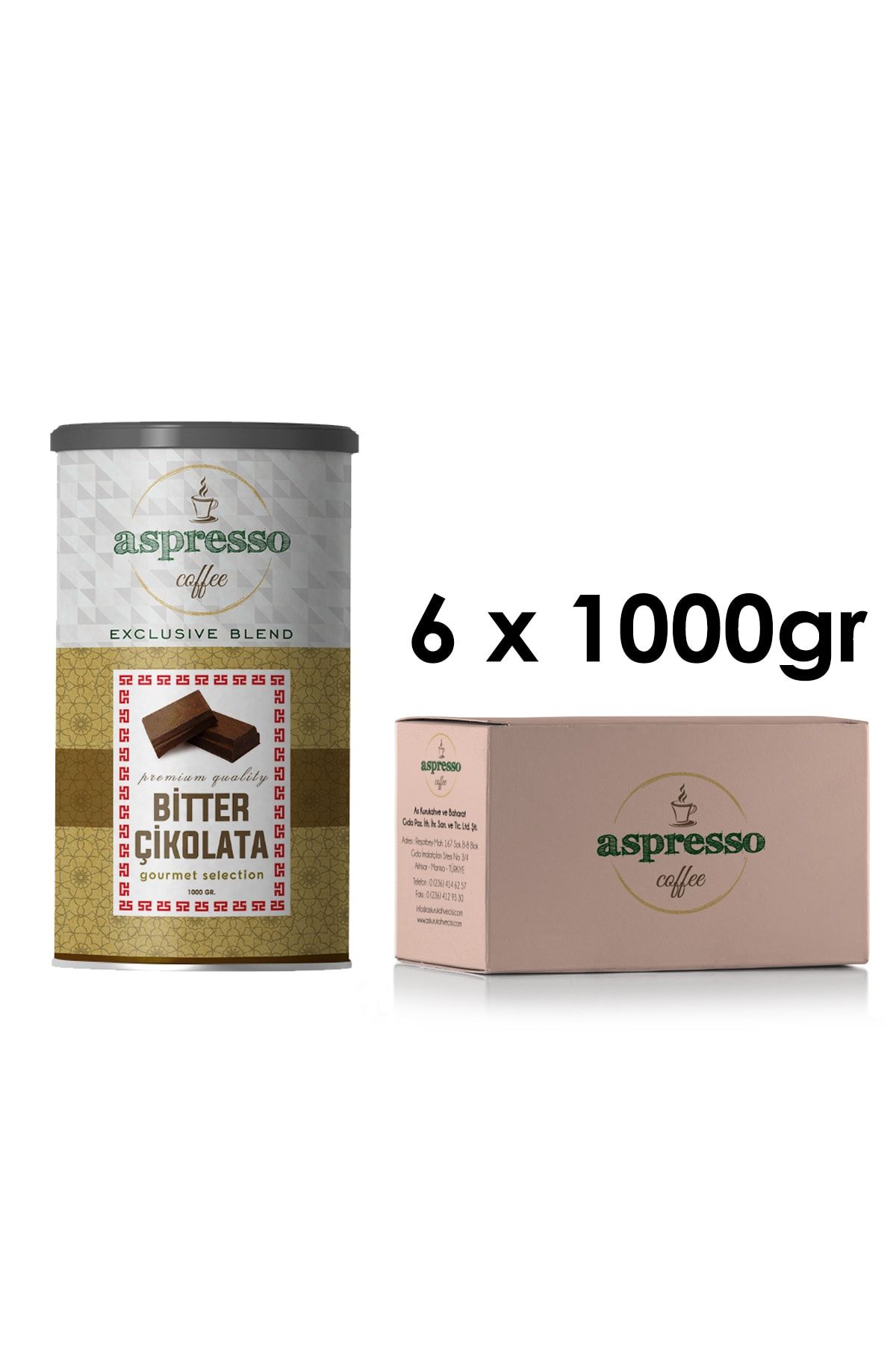 aspresso Bitter Sıcak Çikolata 1000 Gr. X 6 Adet